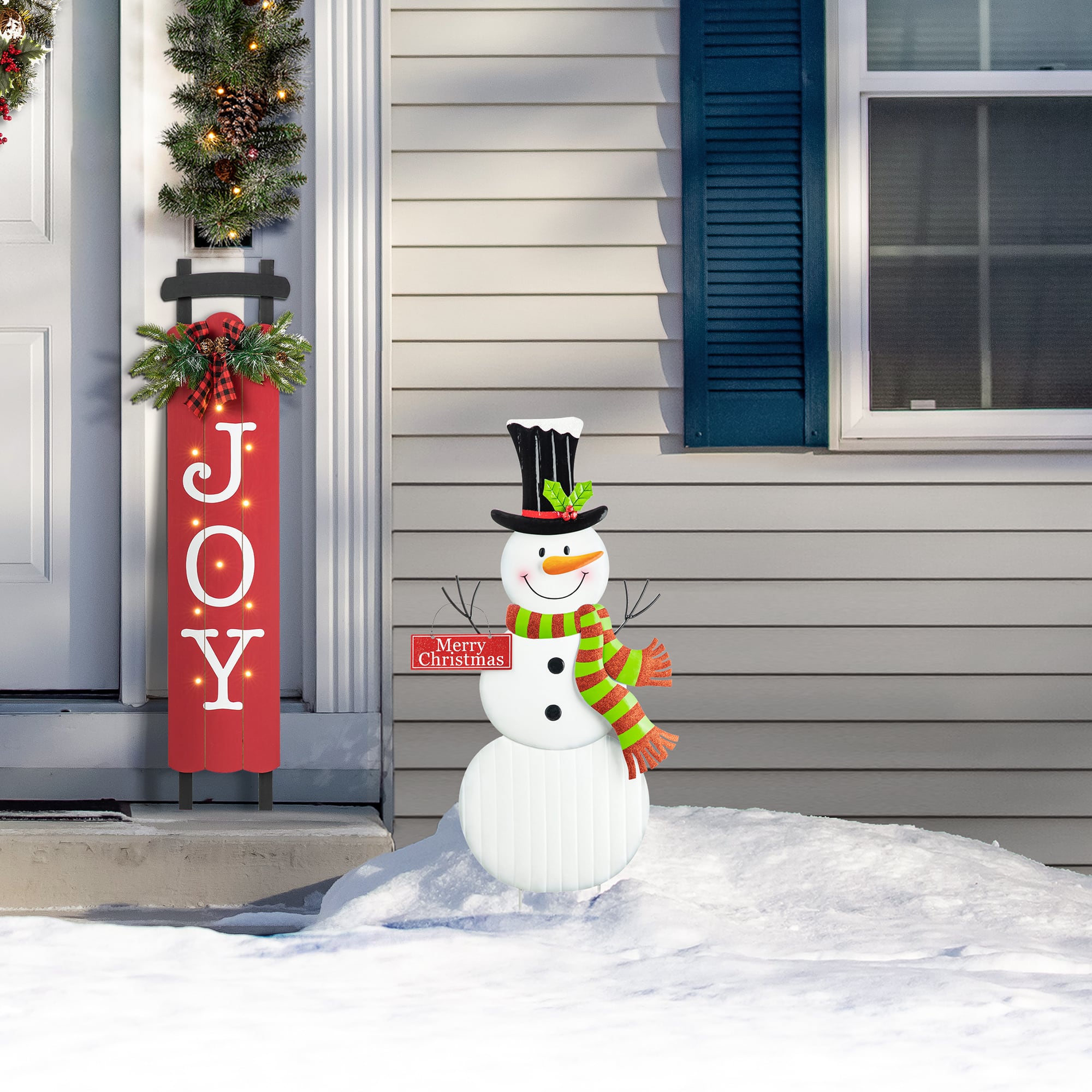 Glitzhome&#xAE; 40&#x22; Metal Snowman Yard Stake