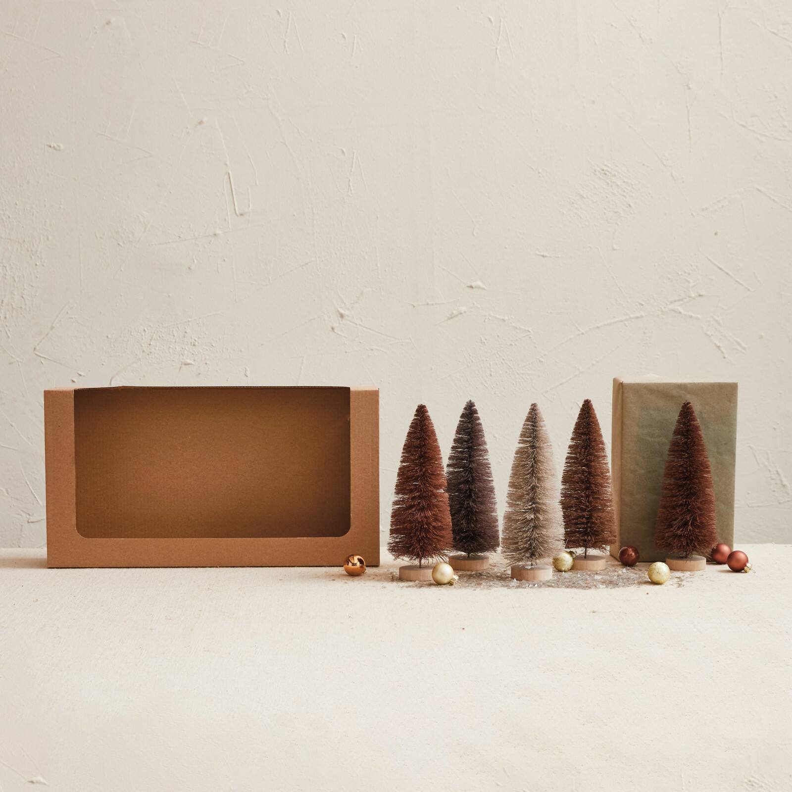 Hello Honey&#xAE; 8&#x22; Neutral Color Sisal Bottle Brush Tree with Wood Base Set