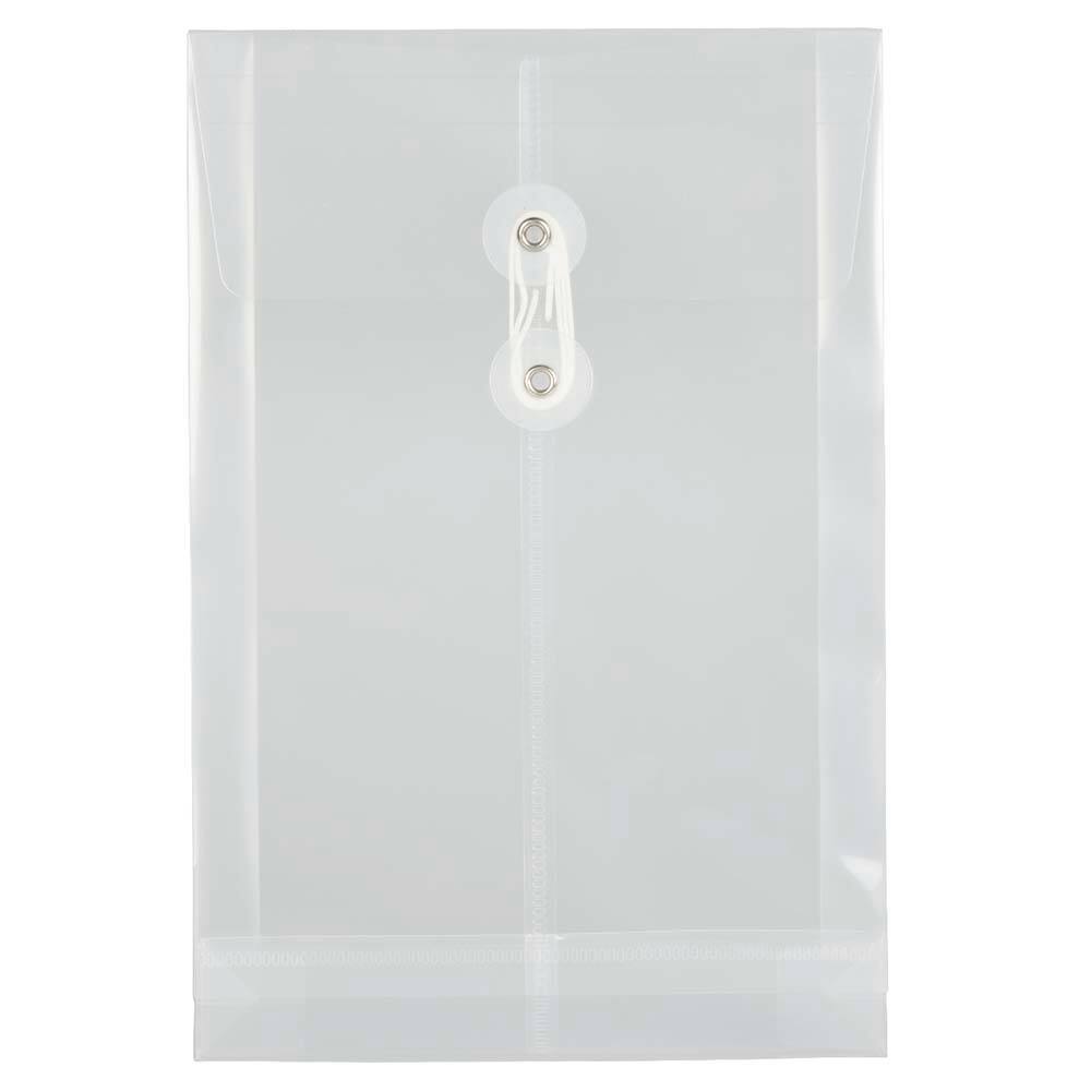 JAM Paper 6.25" x 9.25" Button & String Tie Closure Plastic Envelopes, 12ct.