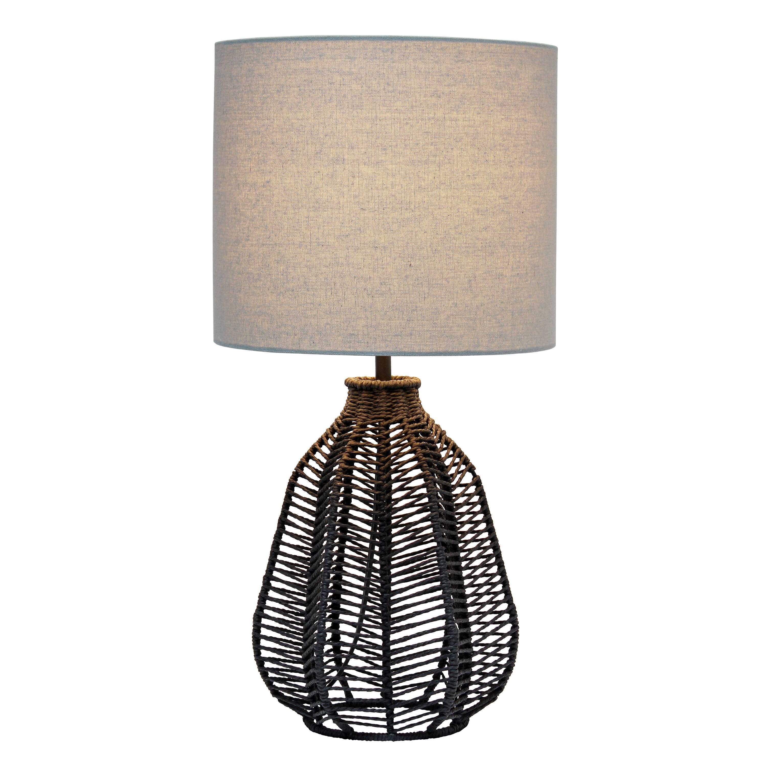 Lalia Home 21&#x22; Rattan Paper Rope Table Lamp with Shade