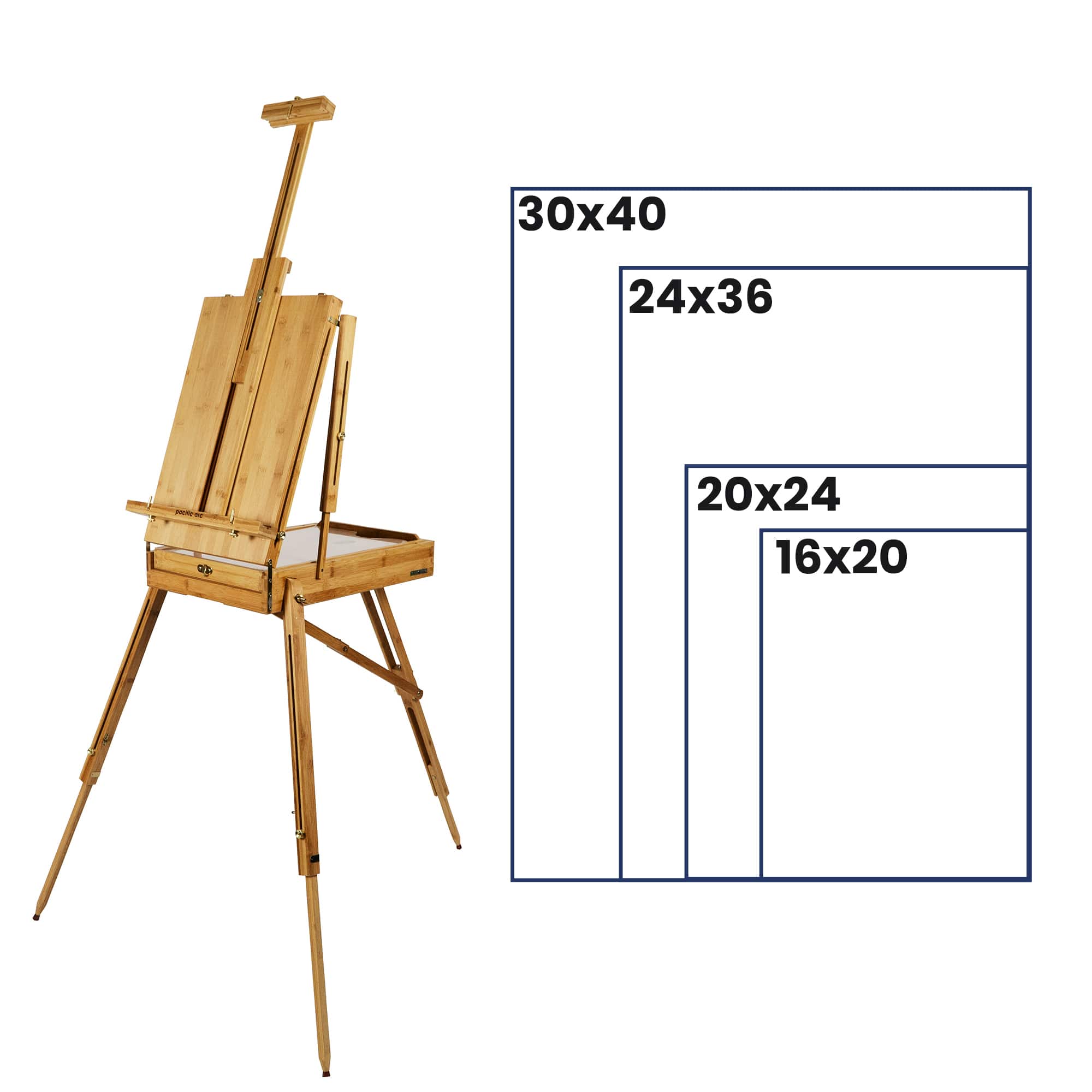 Pacific Arc French Box Bamboo Studio Easel with Storage