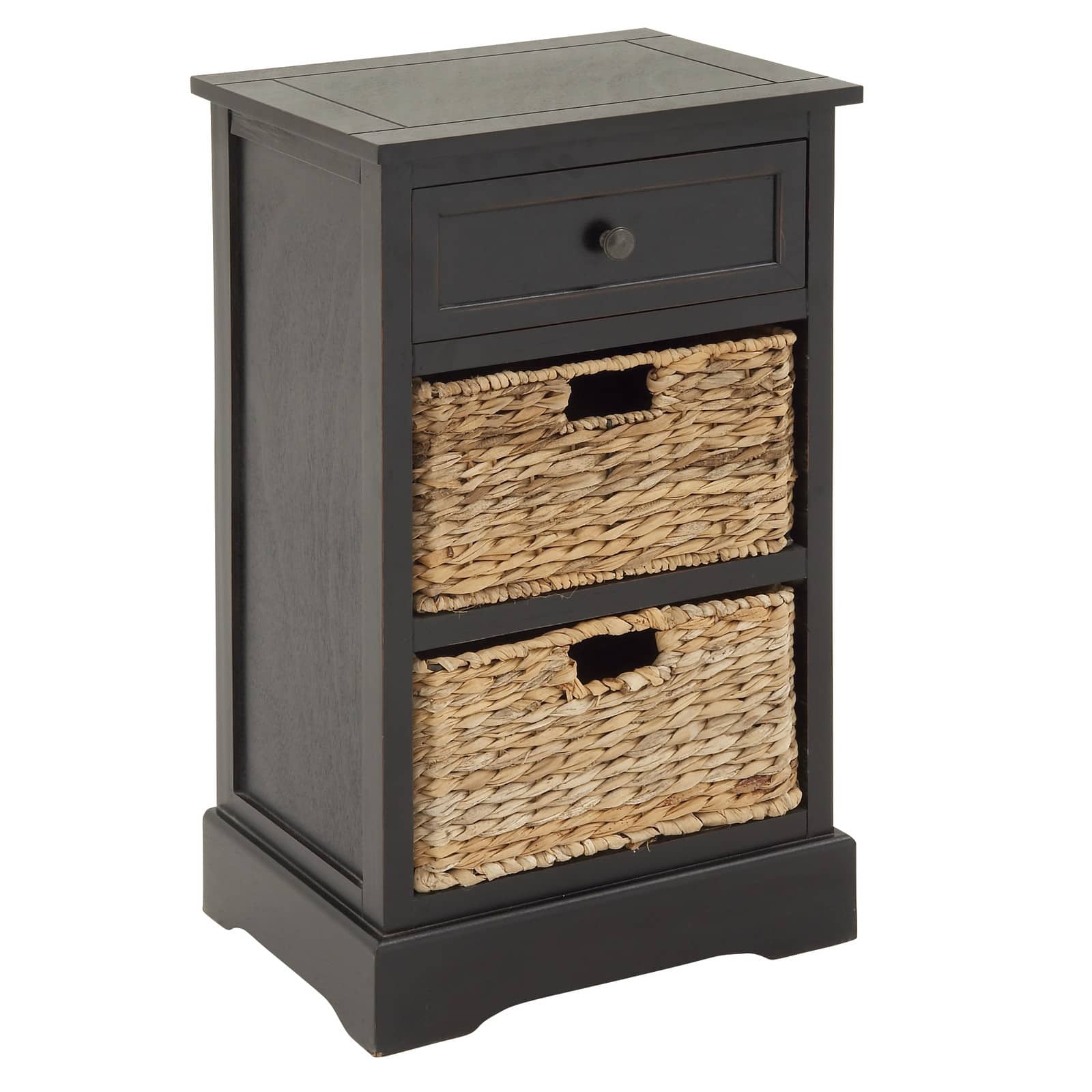 28" Black Farmhouse Wood Storage Cabinet