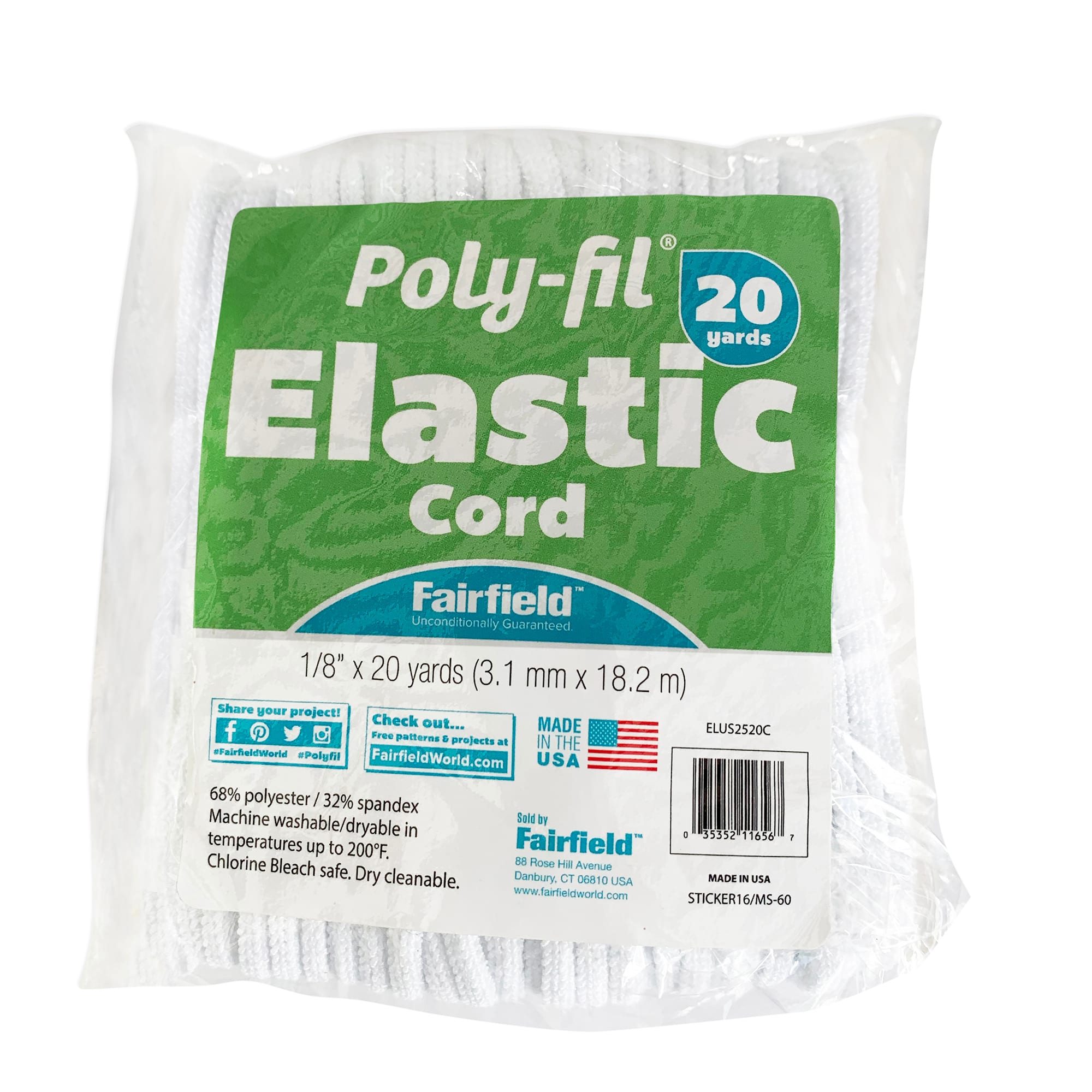 Poly-Fil® 1/4" White Spandex Elastic Cording