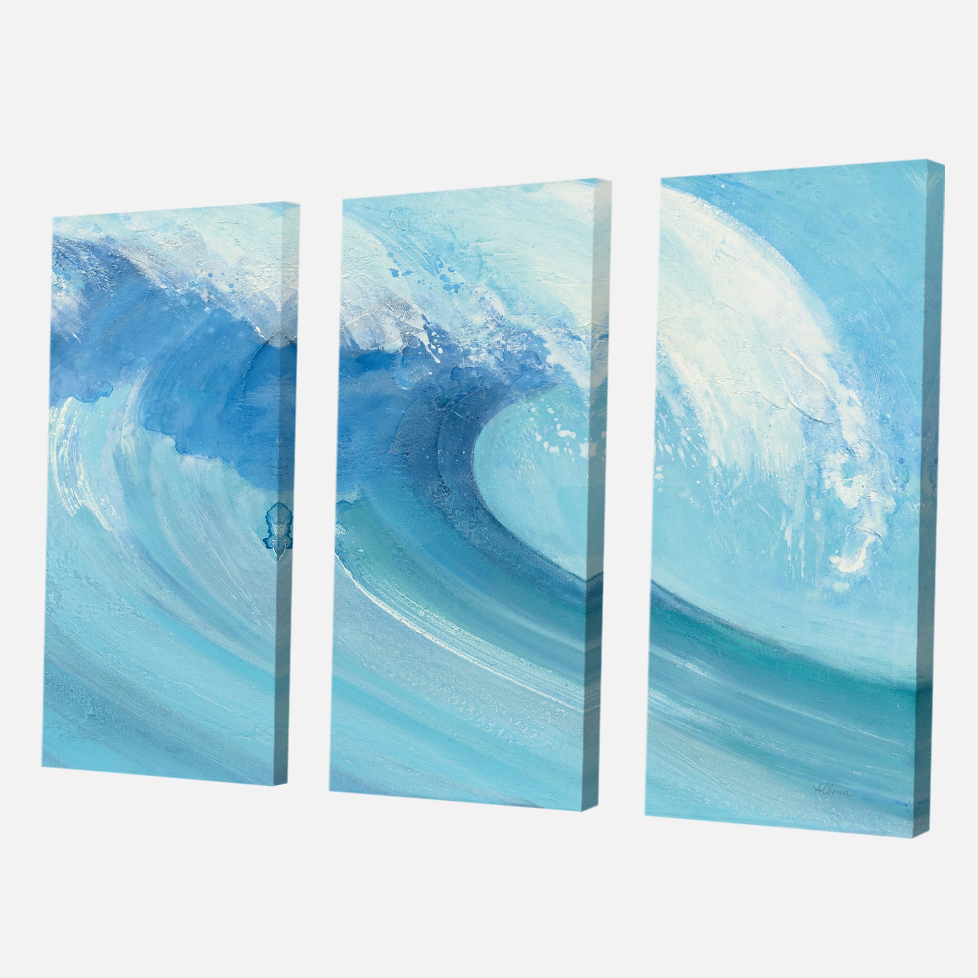 Designart - Ocean Wave Handpainted with White Foam - Beach Canvas Art