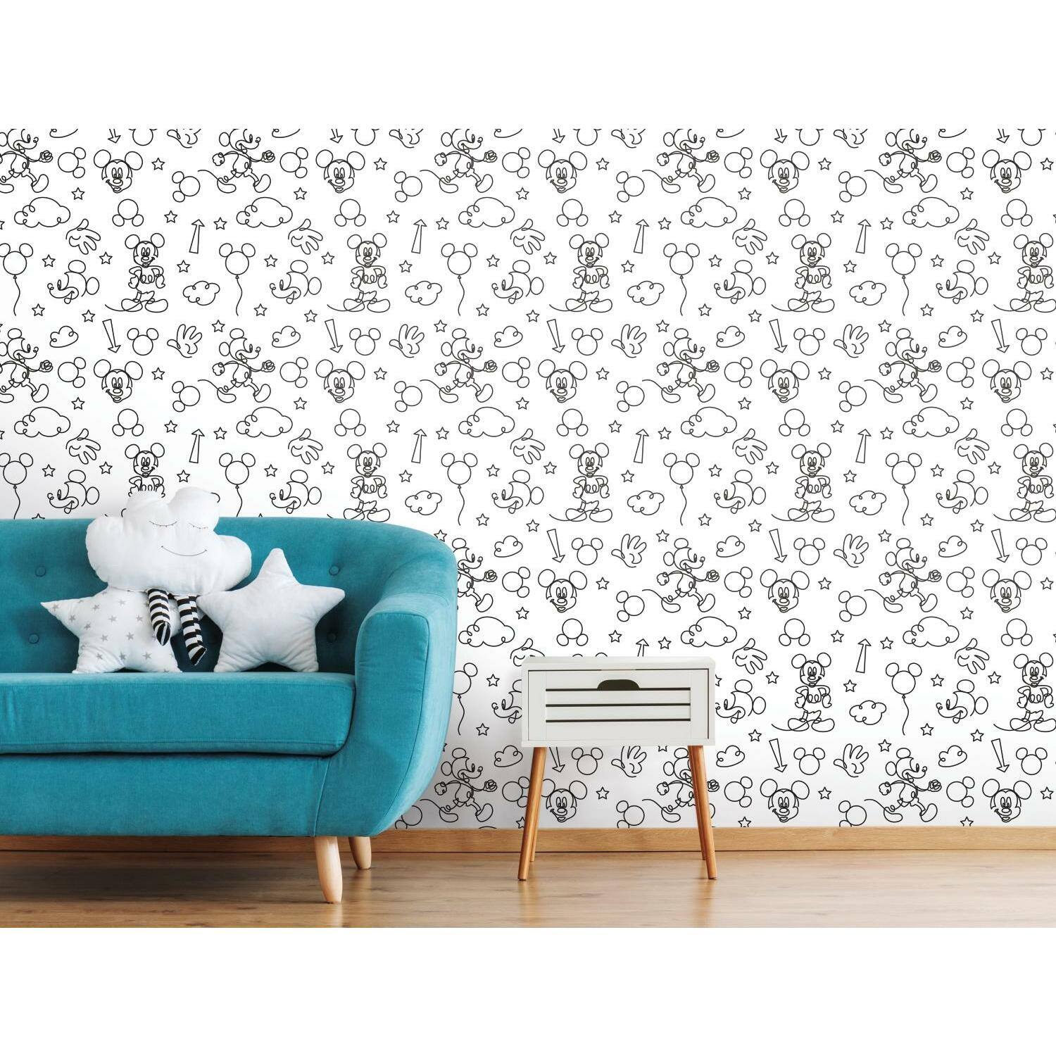 RoomMates Disney Mickey Mouse Line Art Peel & Stick Wallpaper