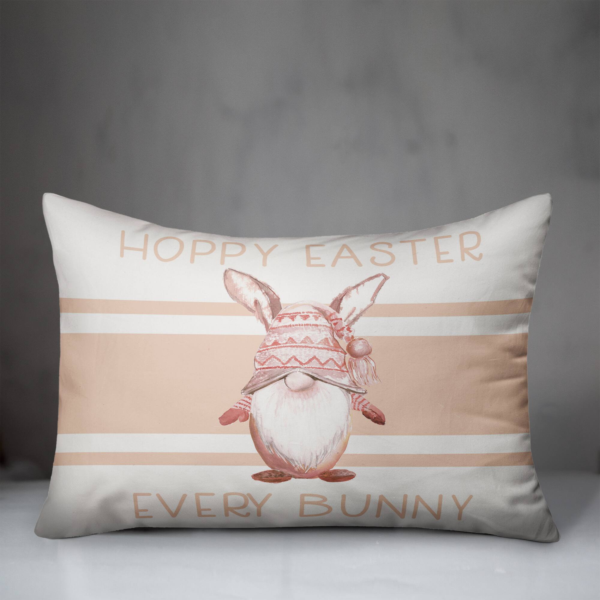 Hoppy Easter Gnome Blush 2 14" x 20" Indoor / Outdoor Pillow
