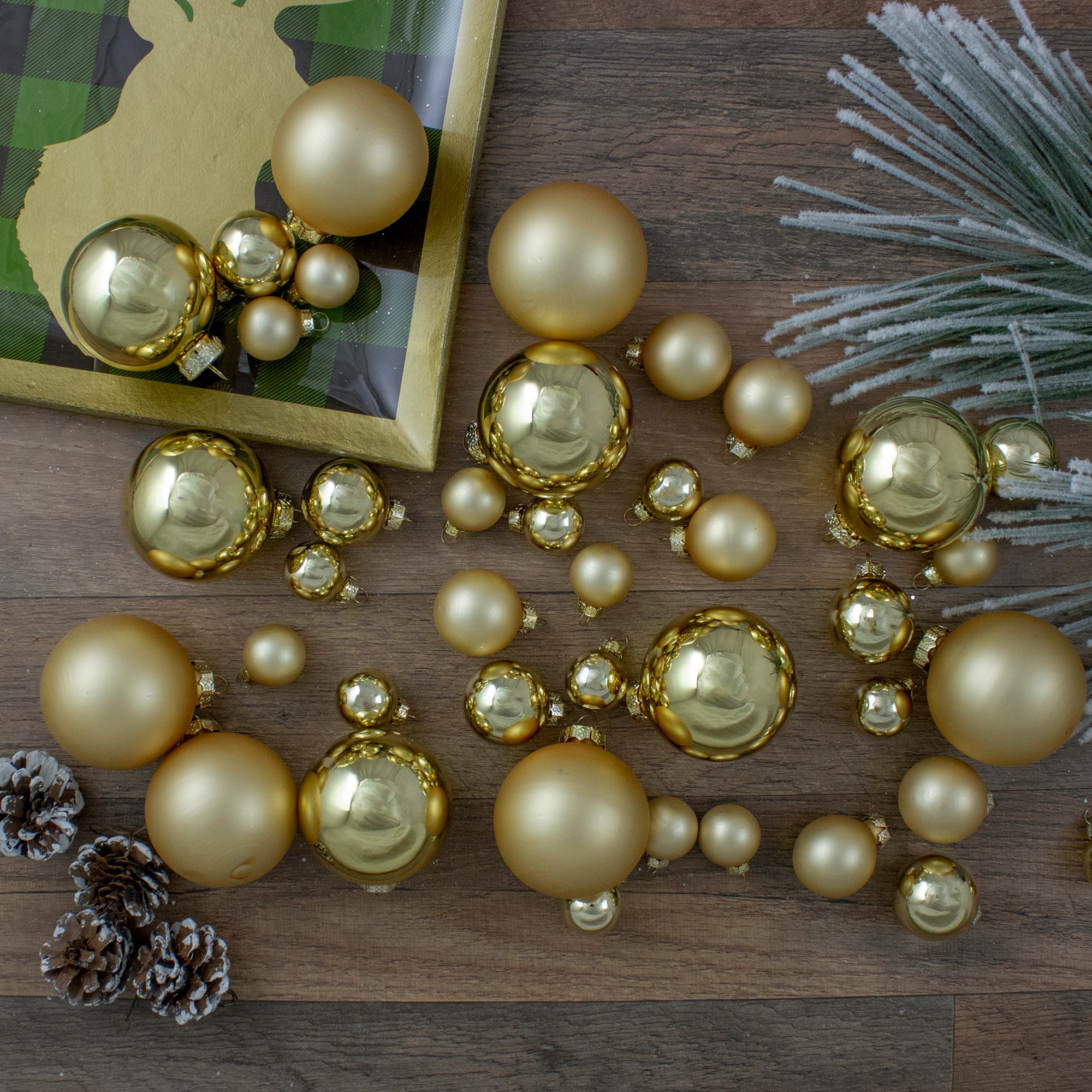 40ct. 2.5" Gold Glass 2-Finish Christmas Ball Ornaments