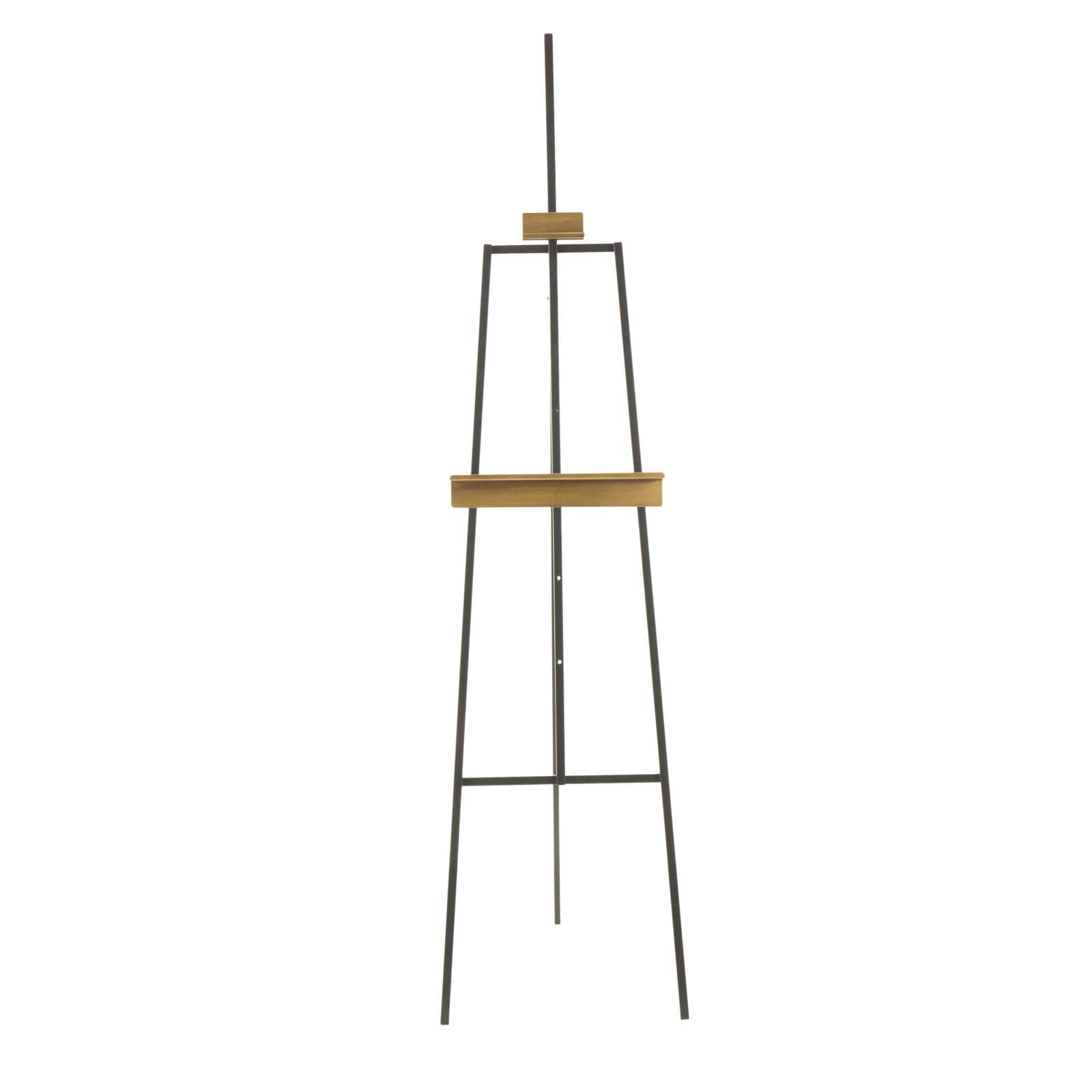 68.5" Black Metal Painter's Inspired 4-Tier Display Easel with Gold Accents