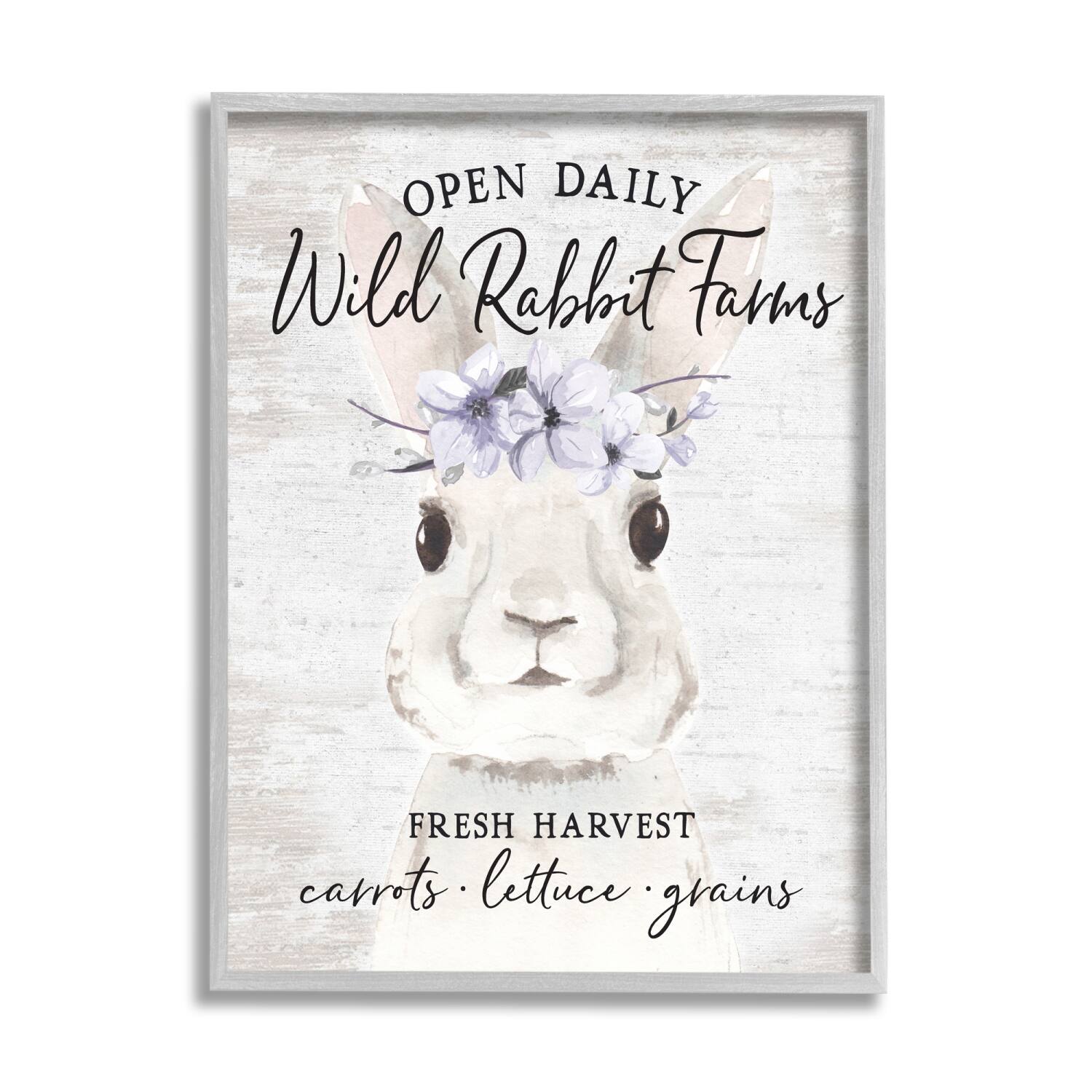 Stupell Industries Wild Rabbit Farms Weathered Floral Crown Sign Framed Giclee Art