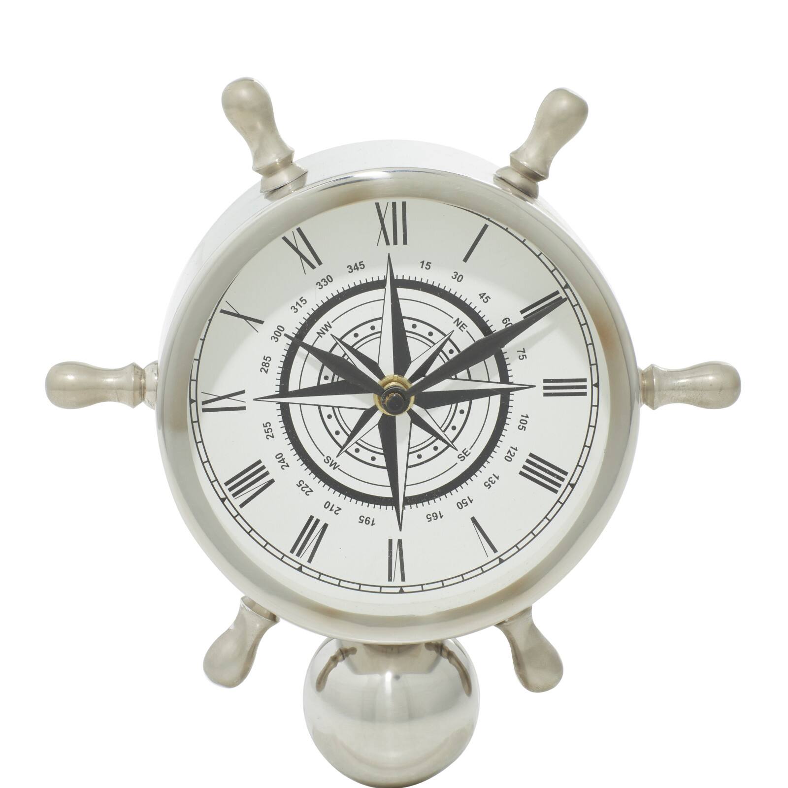9&#x22; Silver Stainless Steel &#x26; Ceramic Boat Helm Clock