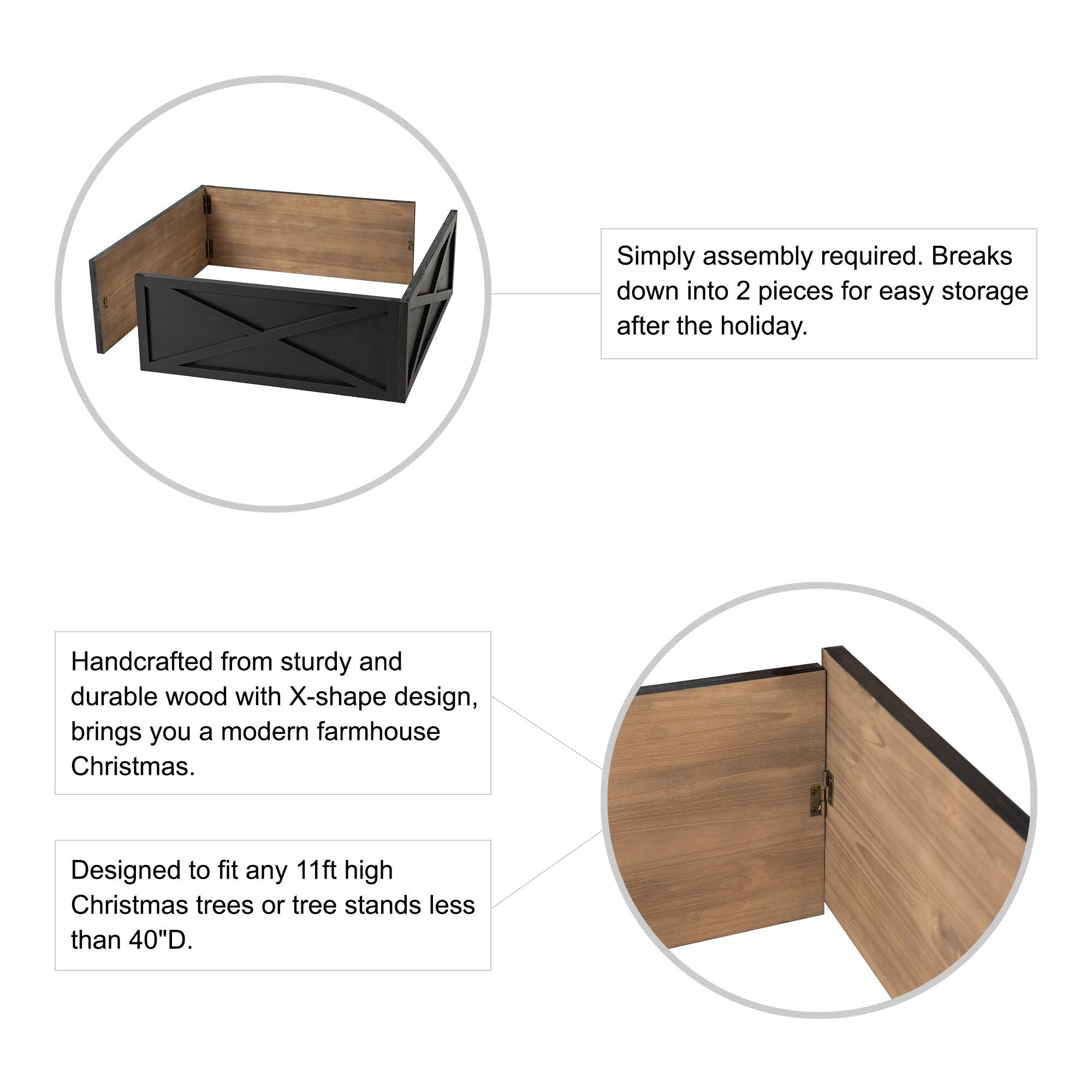 Glitzhome&#xAE; Black Wood Tree Collar