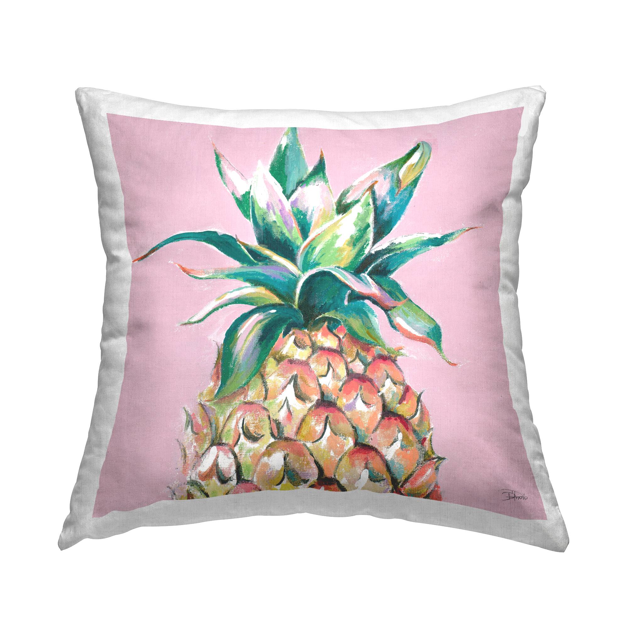 Stupell Industries Tropical Pineapple Top Soft Pink Color Pop Throw Pillow 18" x 18"