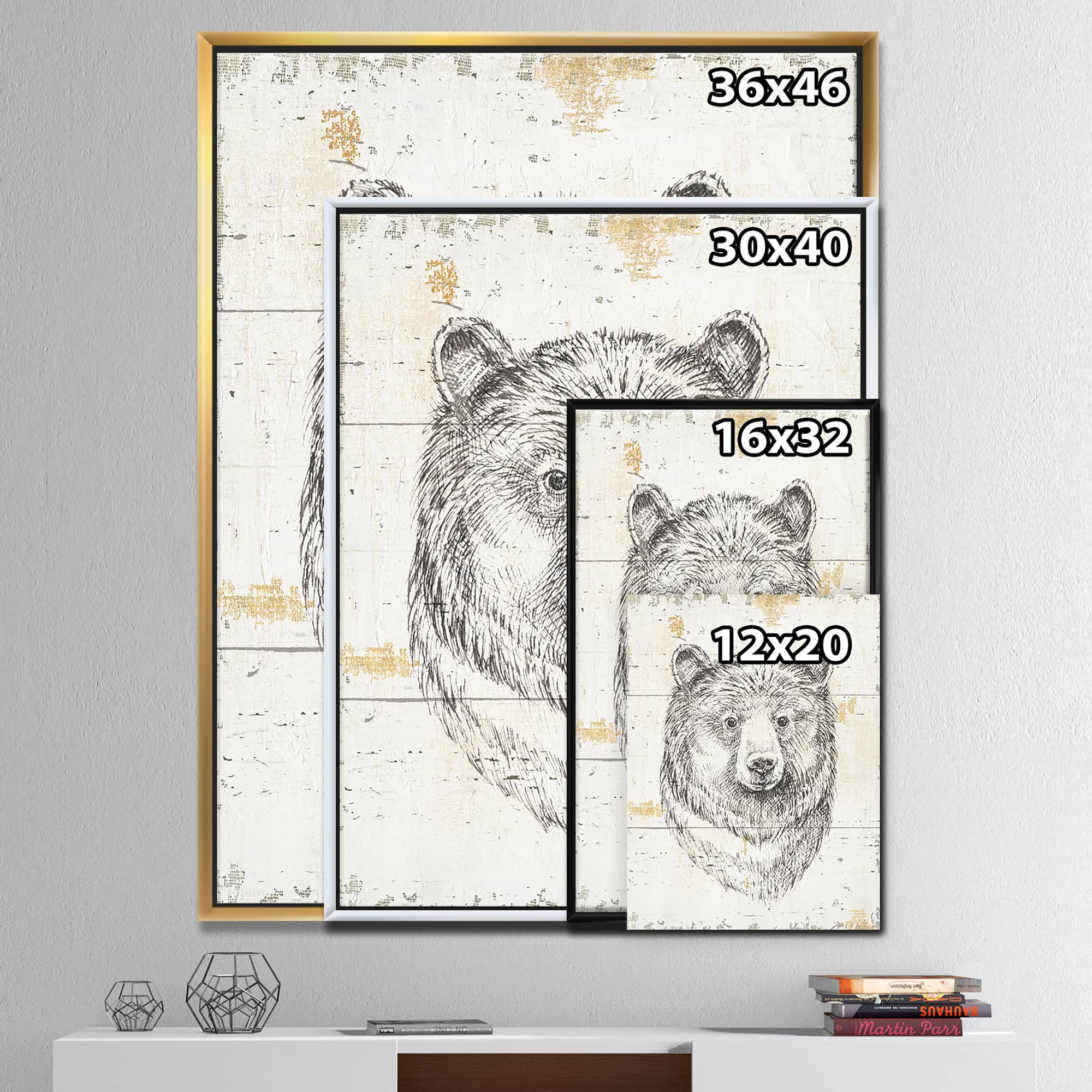 Designart - Bear Wild and Beautiful IV - Wildlife Animal Canvas in Gold Frame