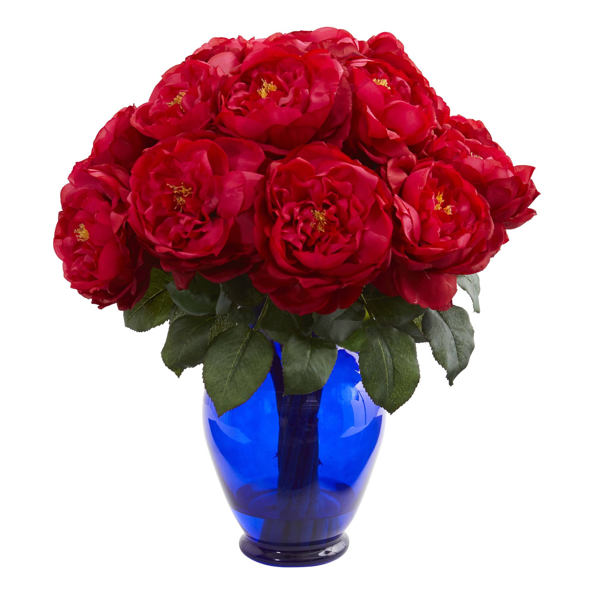 18'' Rose Artificial Arrangement in Garden Vase