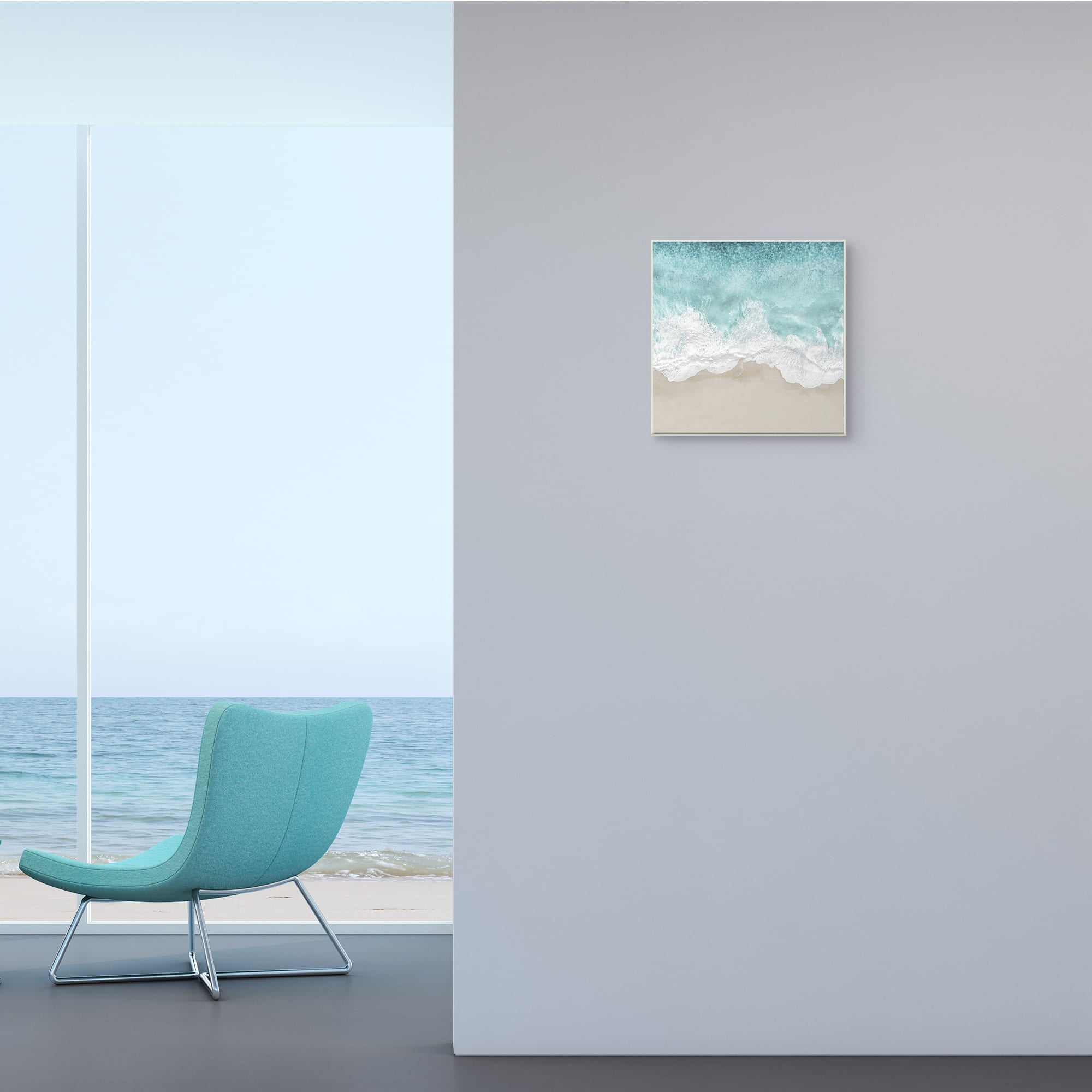 Stupell Industries Sea Foam Sandy Beach Soft Blue Coast, 12" x 12"