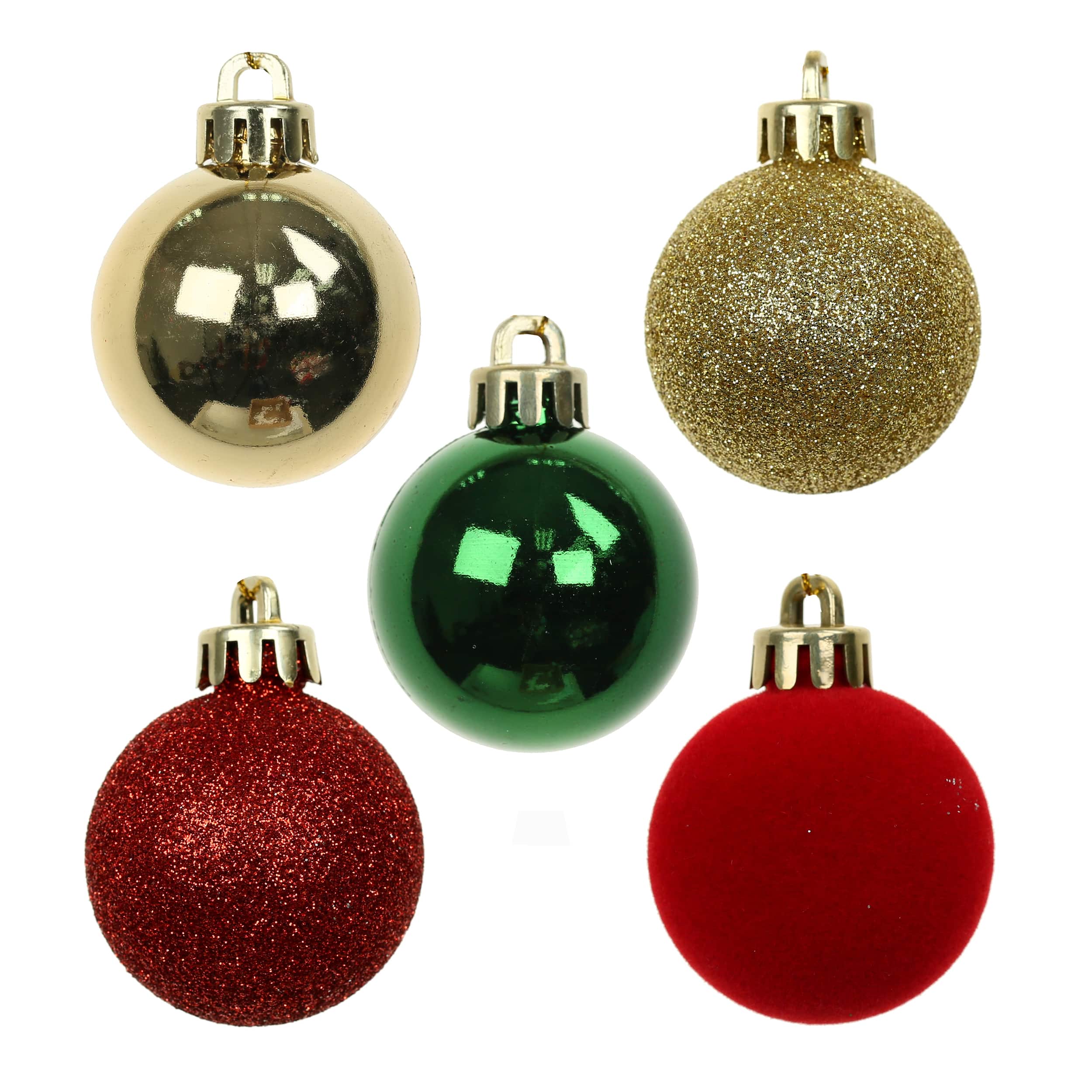 7 Pack 1.5&#x22; Red, Green &#x26; Gold Shatterproof Ball Ornaments by Ashland&#xAE;