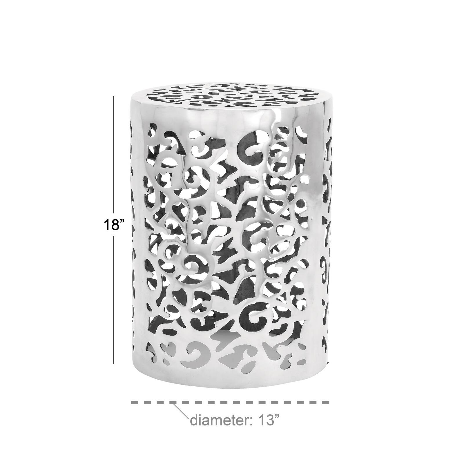18&#x22; Silver Hollow Aluminum Contemporary Stool