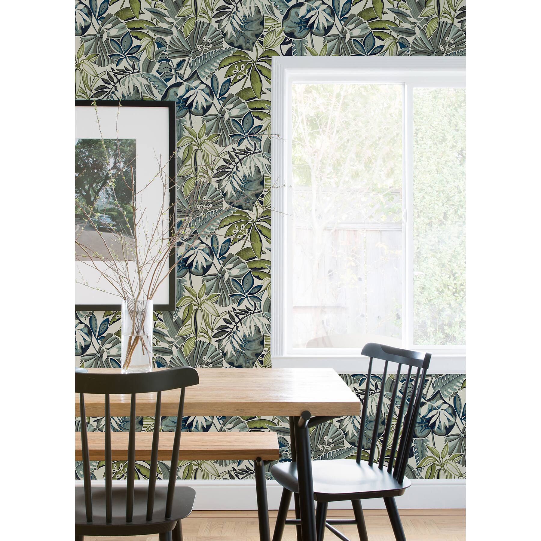 Caroline et Bettina Slate Feuilles Peel & Stick Wallpaper