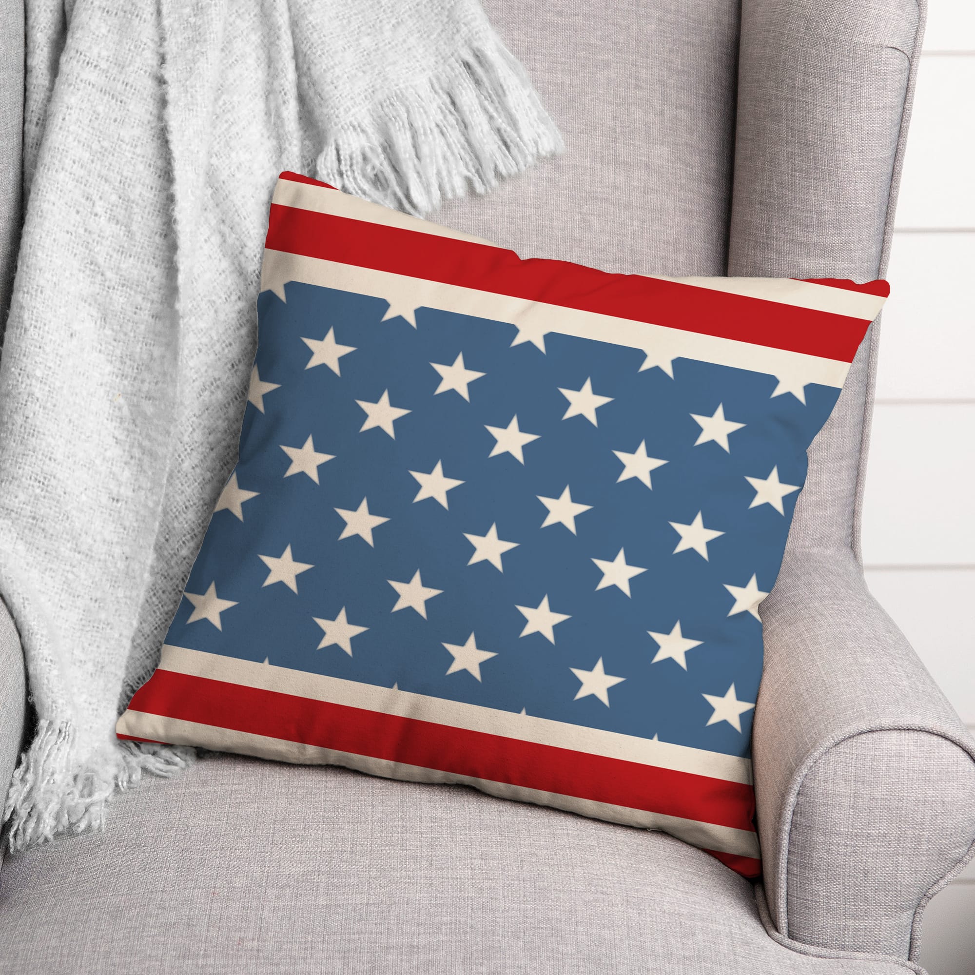 Red &#x26; Blue Stars &#x26; Stripes Throw Pillow