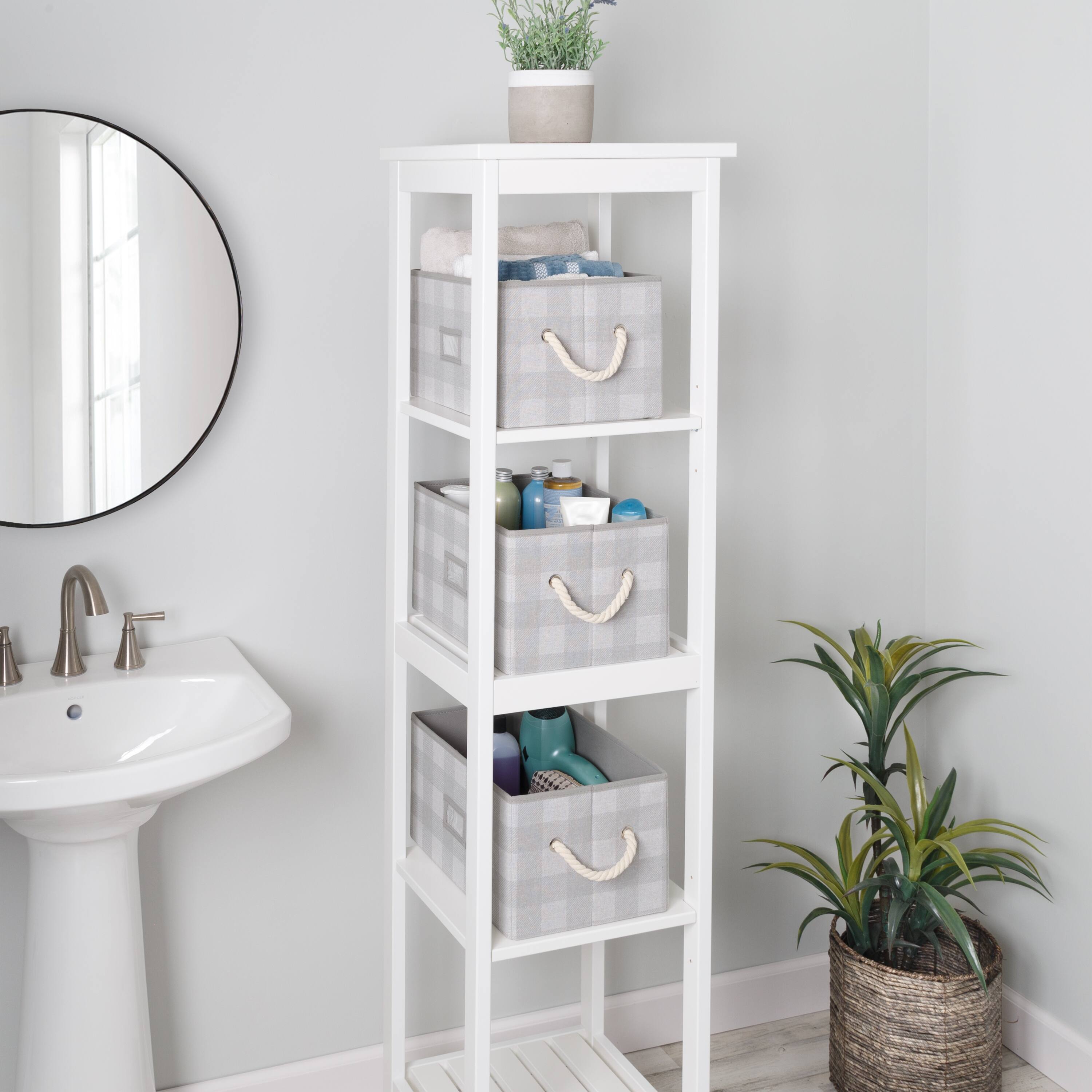 Honey Can Do Gray Plaid Large Collapsible Fabric Storage Bins With Handles Set, 3ct.