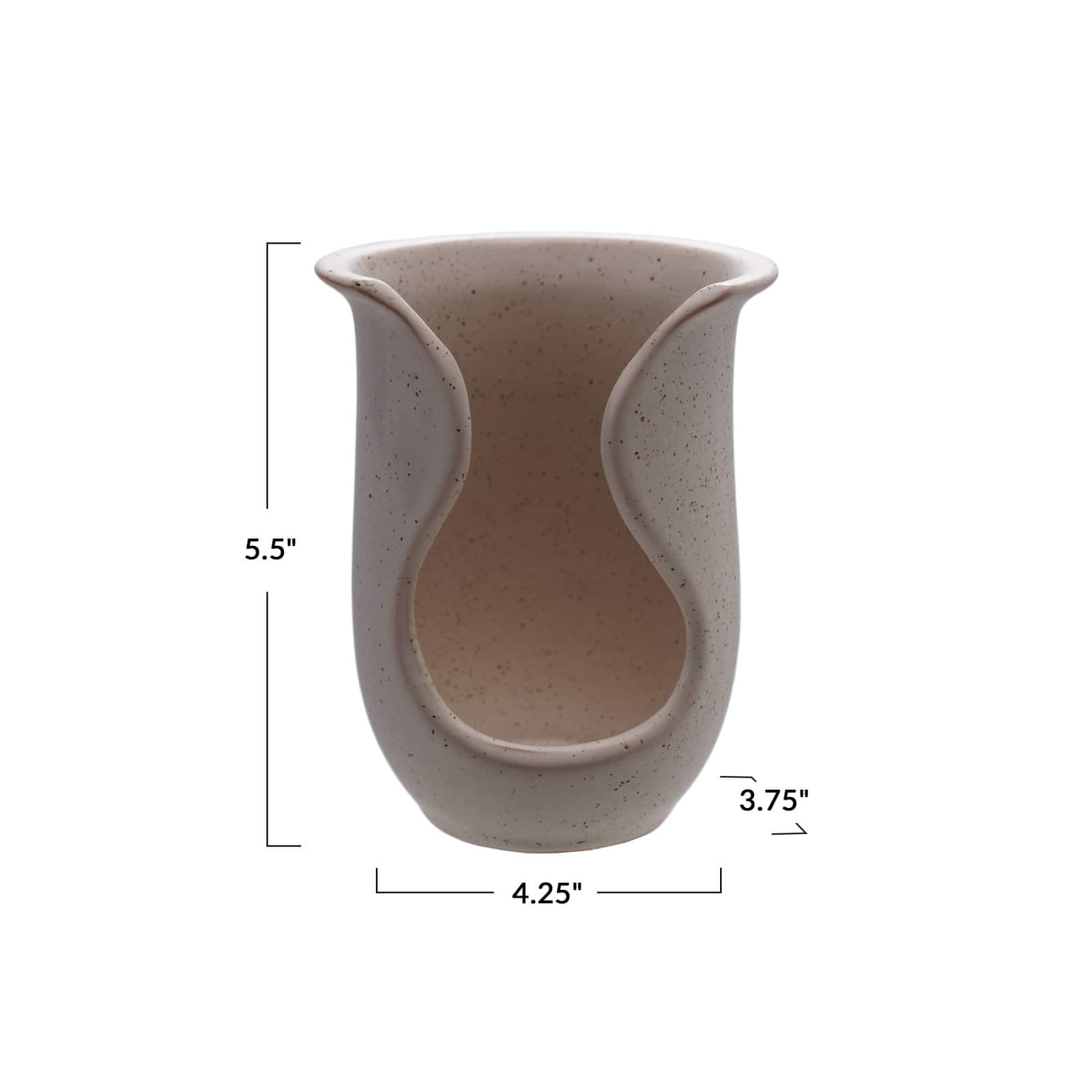 Hello Honey Stoneware Speckled Spoon Holder with Reactive Glaze, Beige