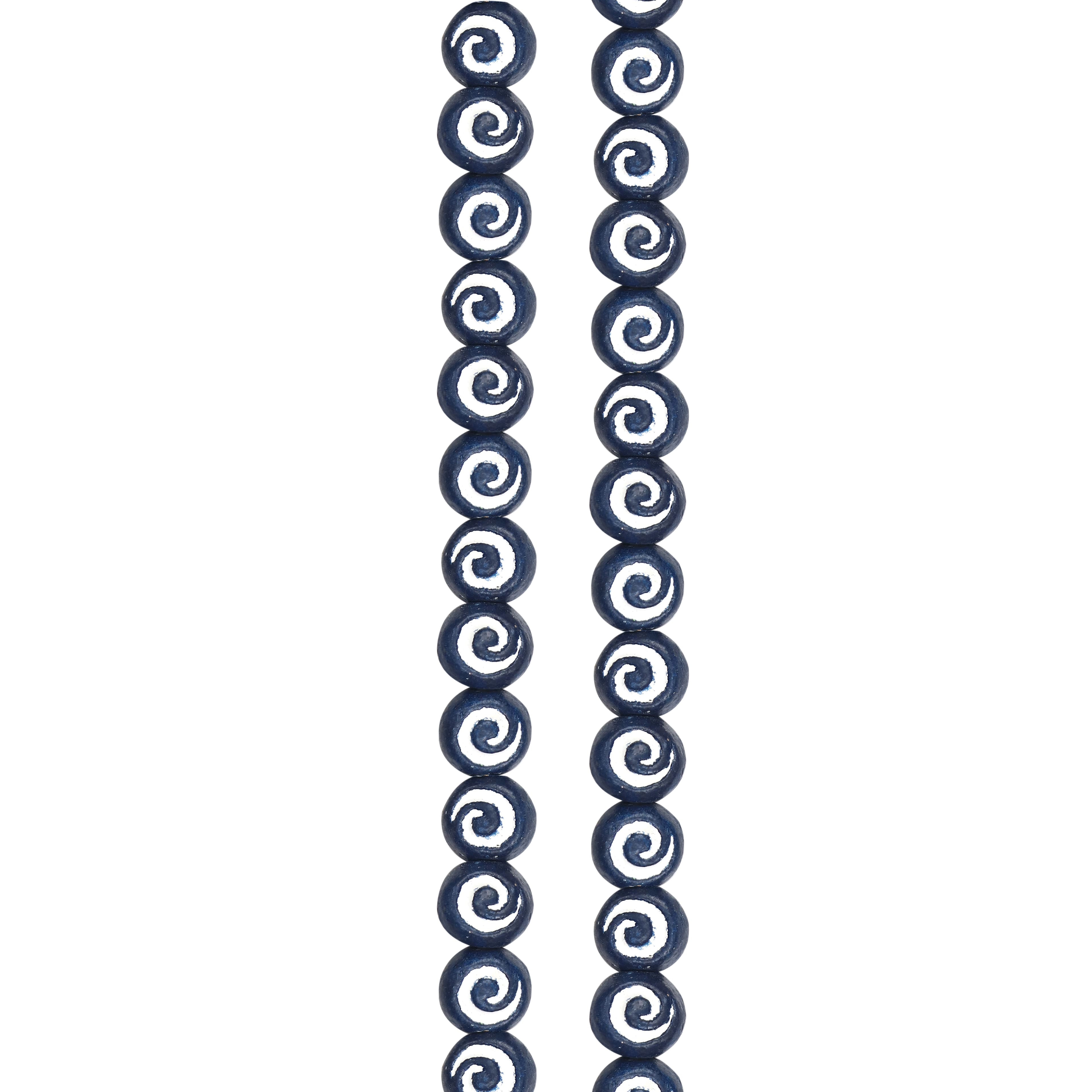 Blue &#x26; White Swirl Clay Rondelle Beads by Bead Landing&#xAE;
