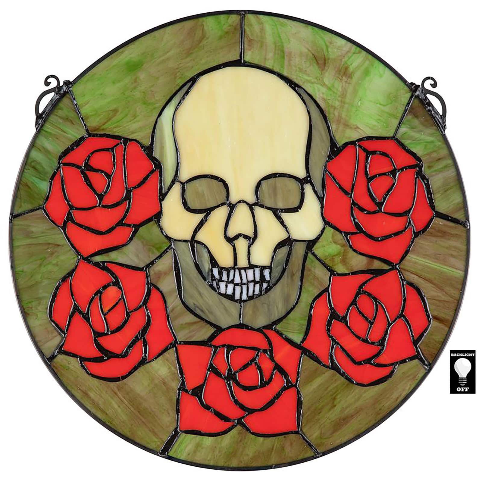 Design Toscano Beauty &#x26; Decay Gothic Skull Stained Glass Window