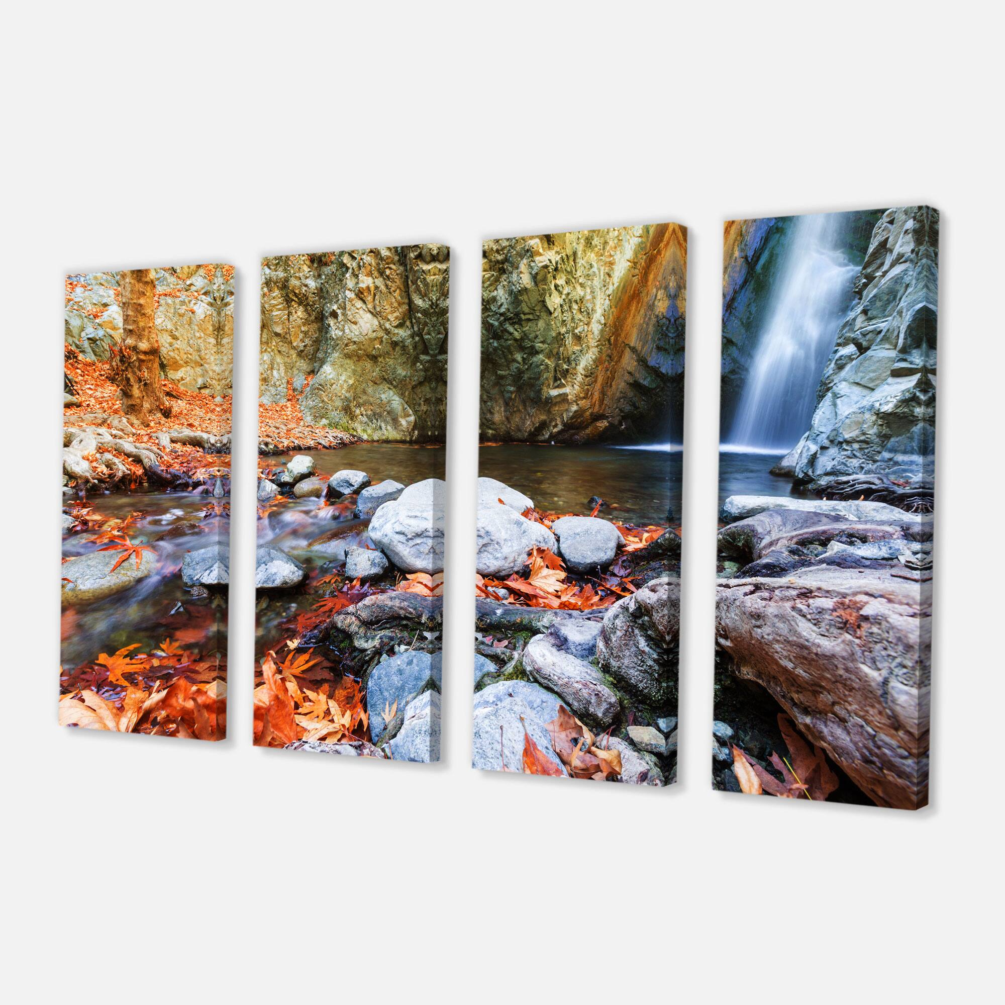 Designart - Beautiful Serenity Waterfall in Cyprus - Landscape Wall Art on Canvas