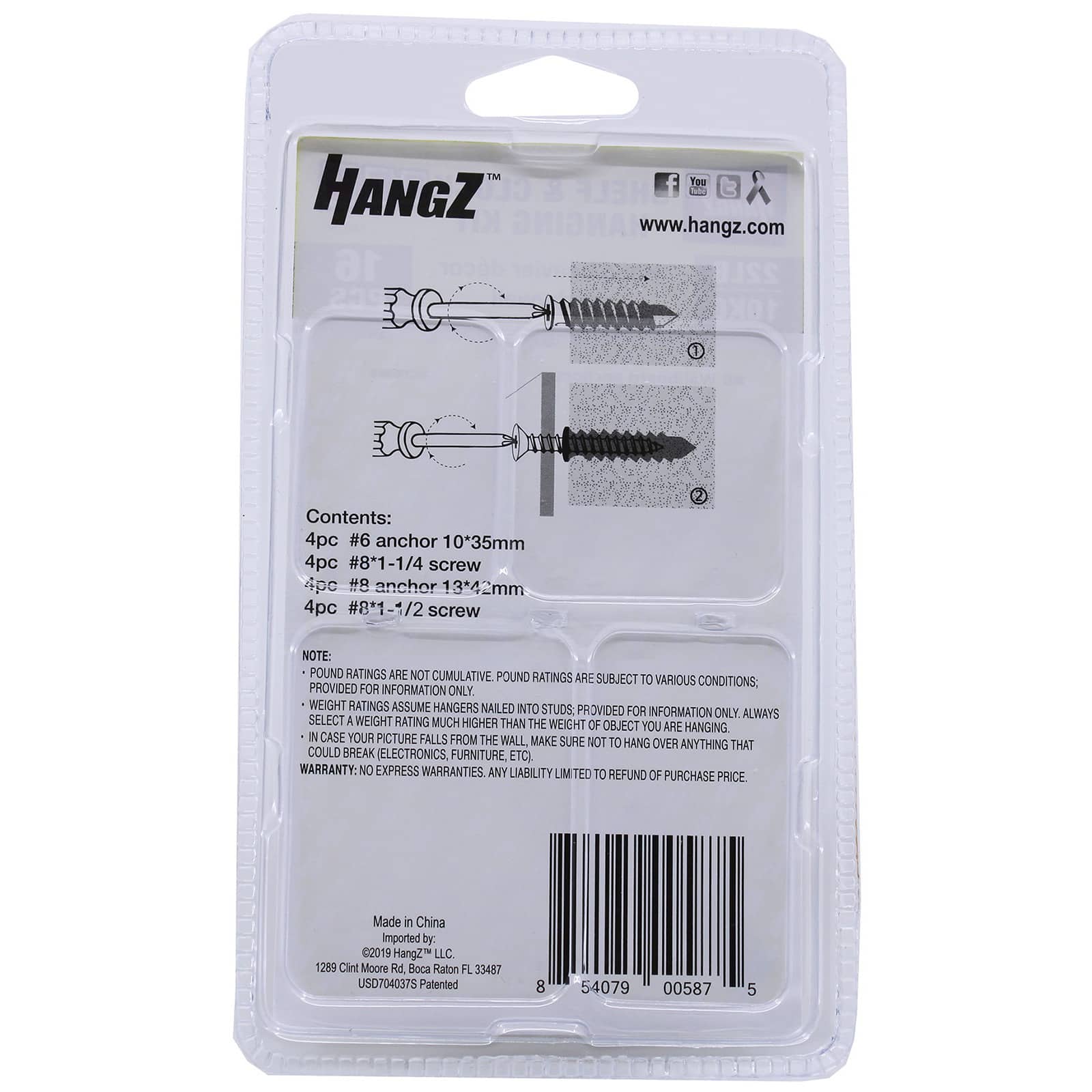 HangZ&#xAE; 22lb. Shelf &#x26; Clock Hanging Kit