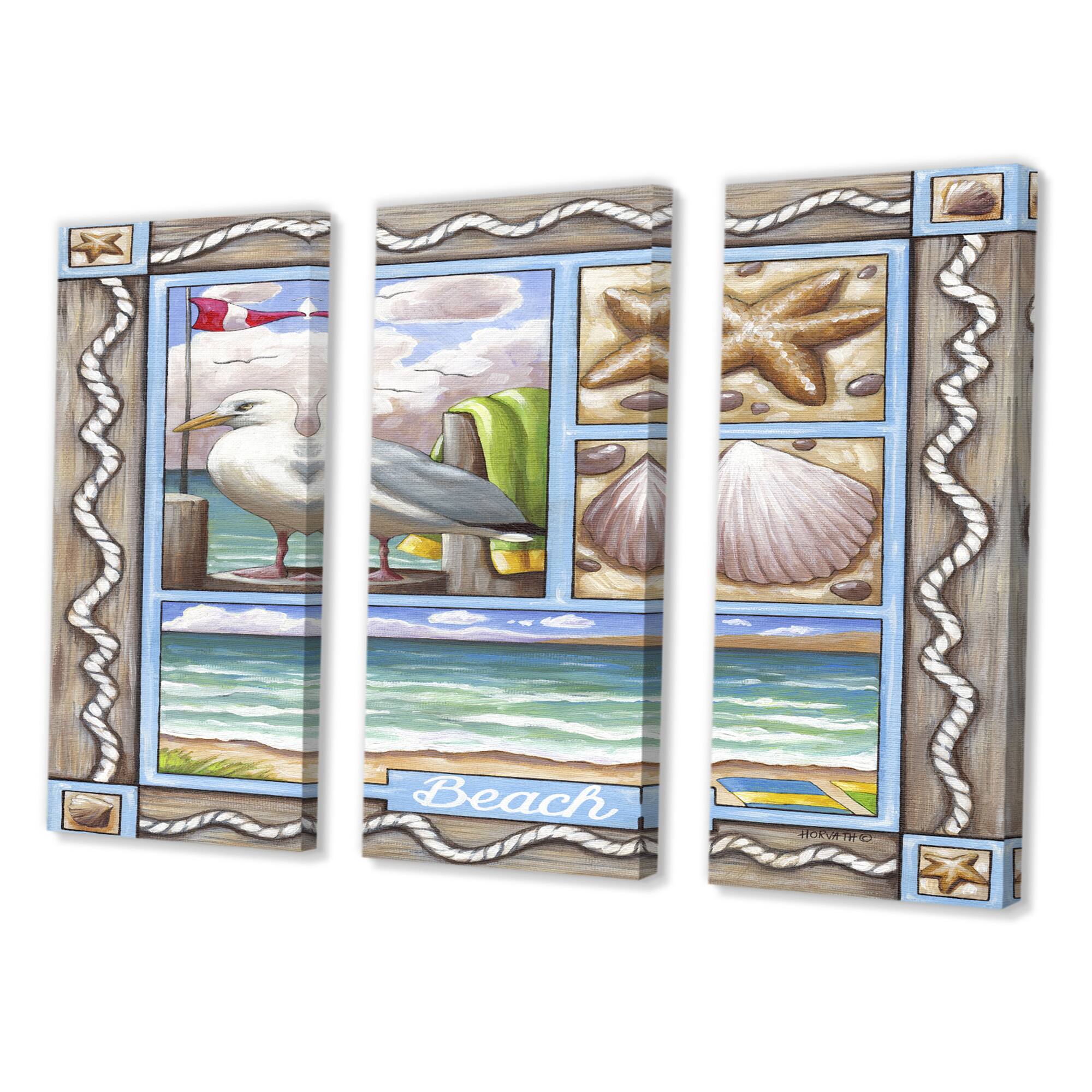 Designart - Beach Seagull - Beach Canvas Wall Art