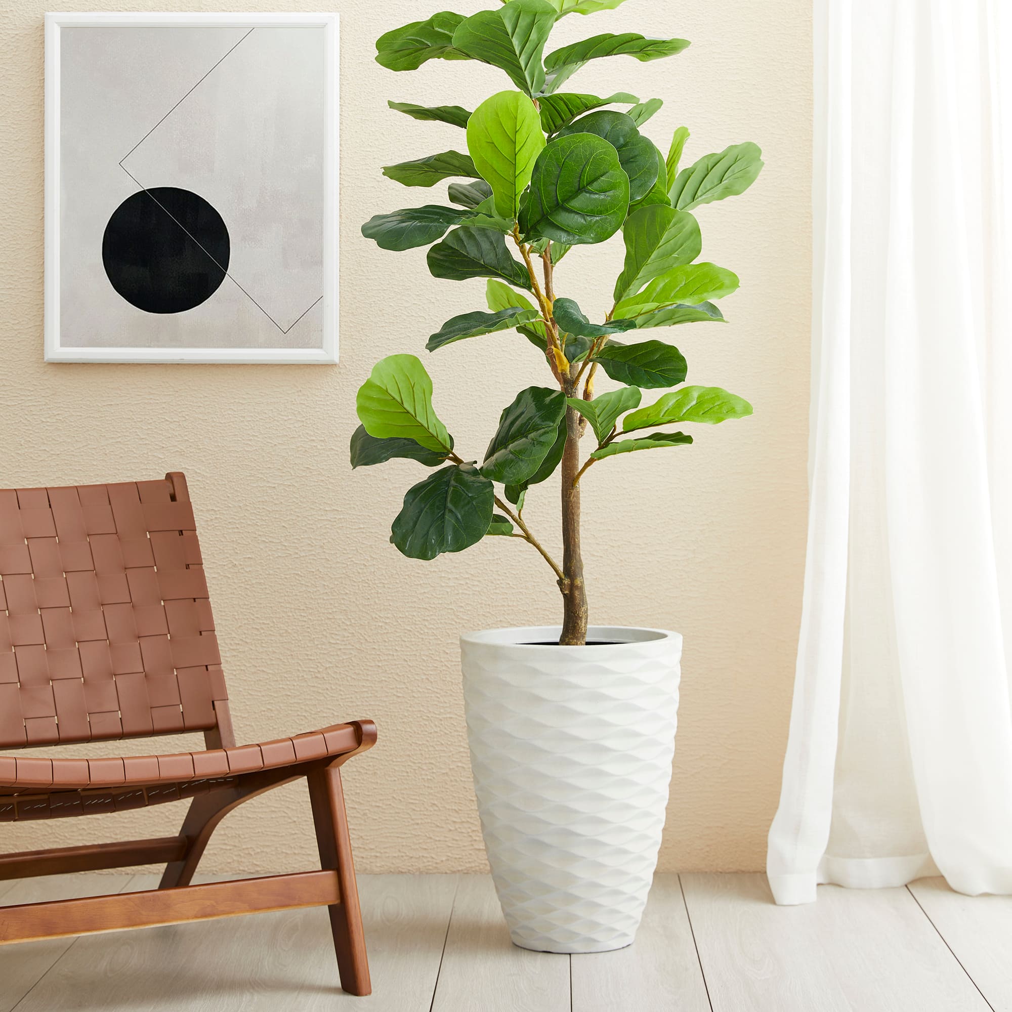 Glitzhome® 19" Eco-Friendly Oversized Tall Round Diamond Planters, 2ct.