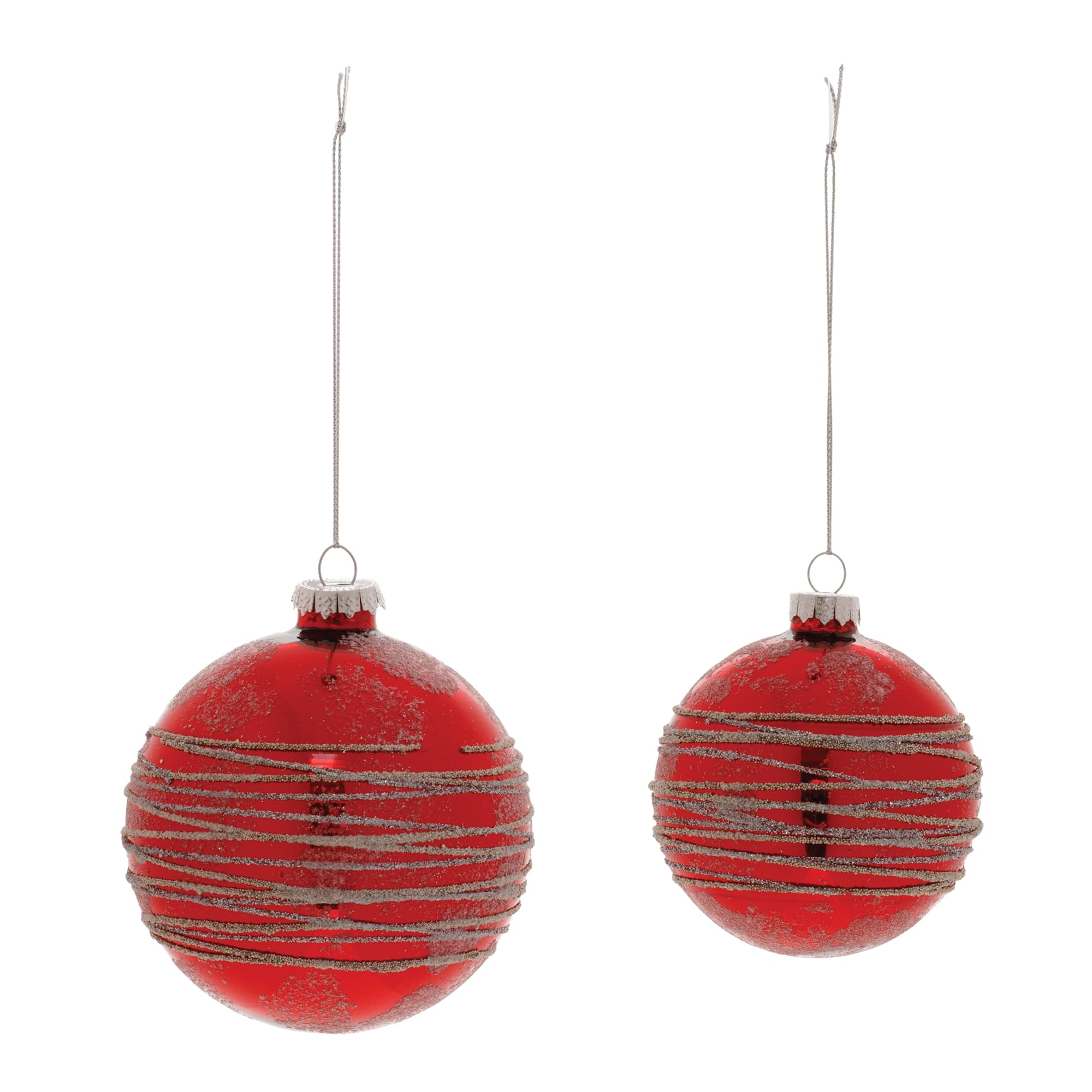 Red Glittered Glass Ball Ornaments Set