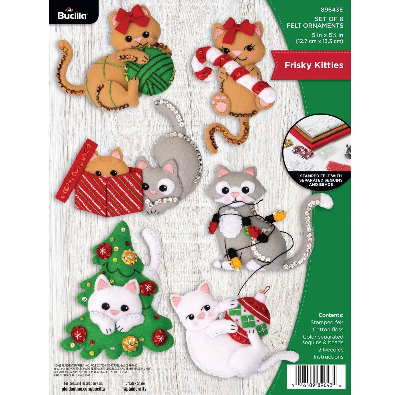 Bucilla&#xAE; Frisky Kitties Felt Ornament Kit