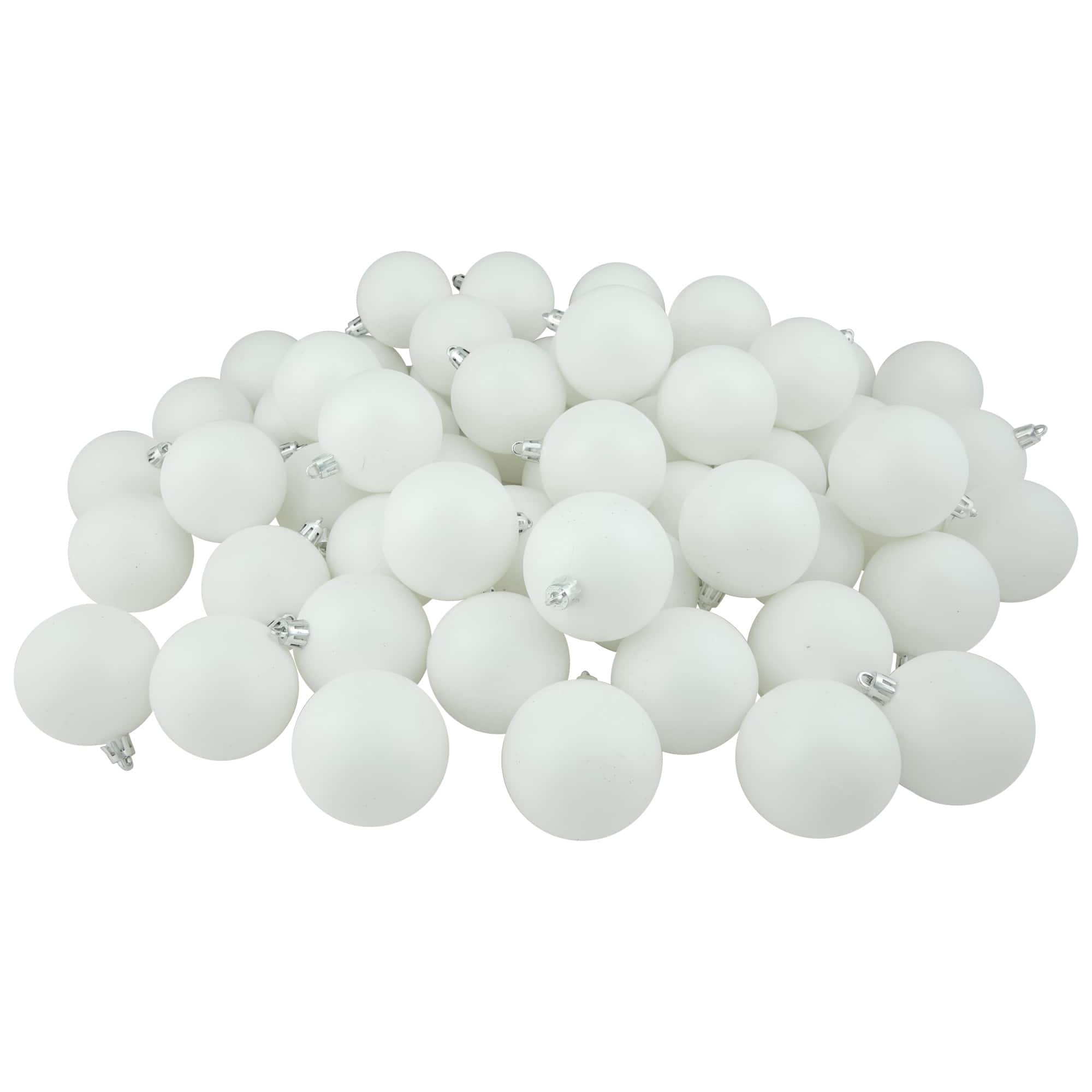 60ct. 2.5" Matte Winter White Shatterproof Ball Ornaments