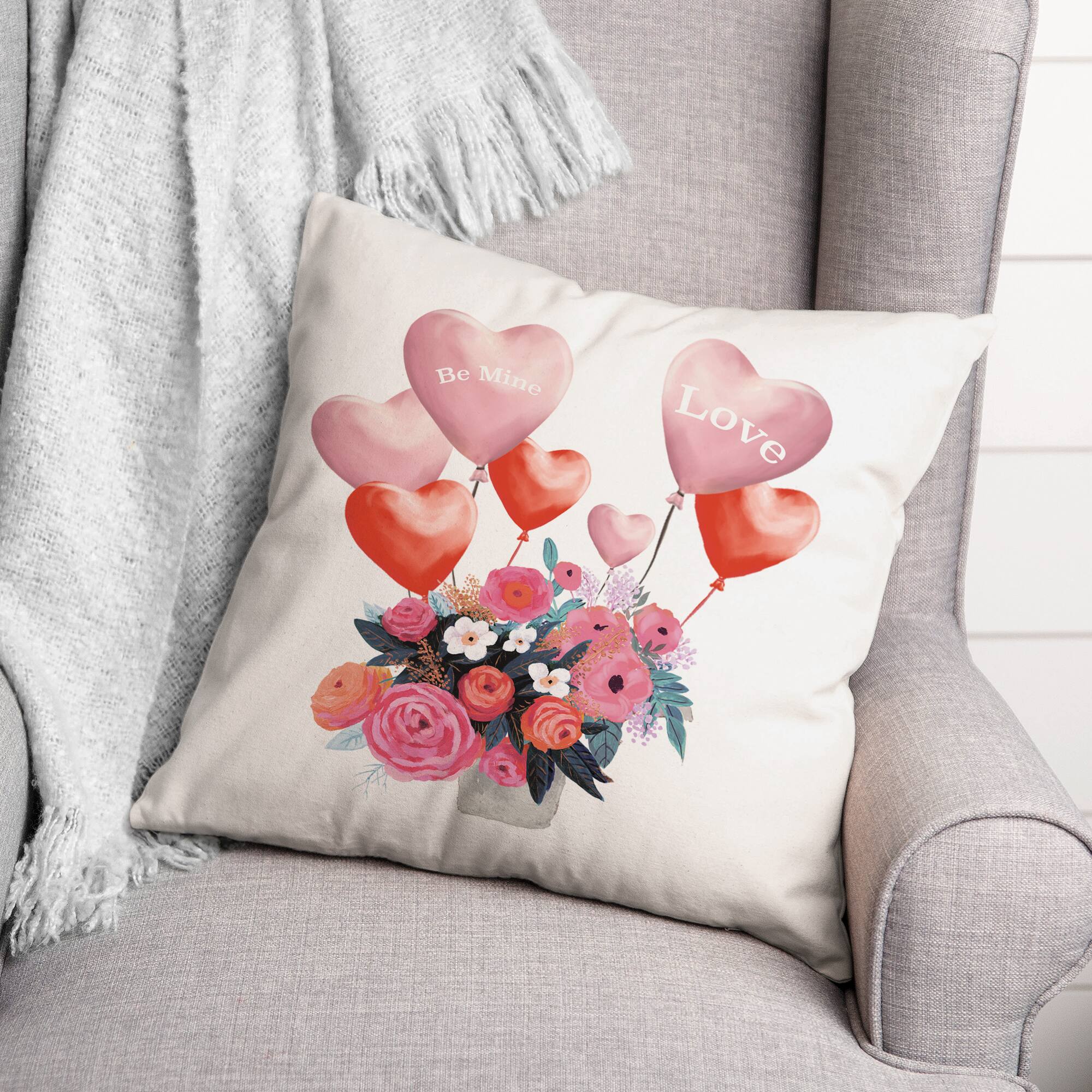 Floral Balloon 18" x 18" Throw Pillow