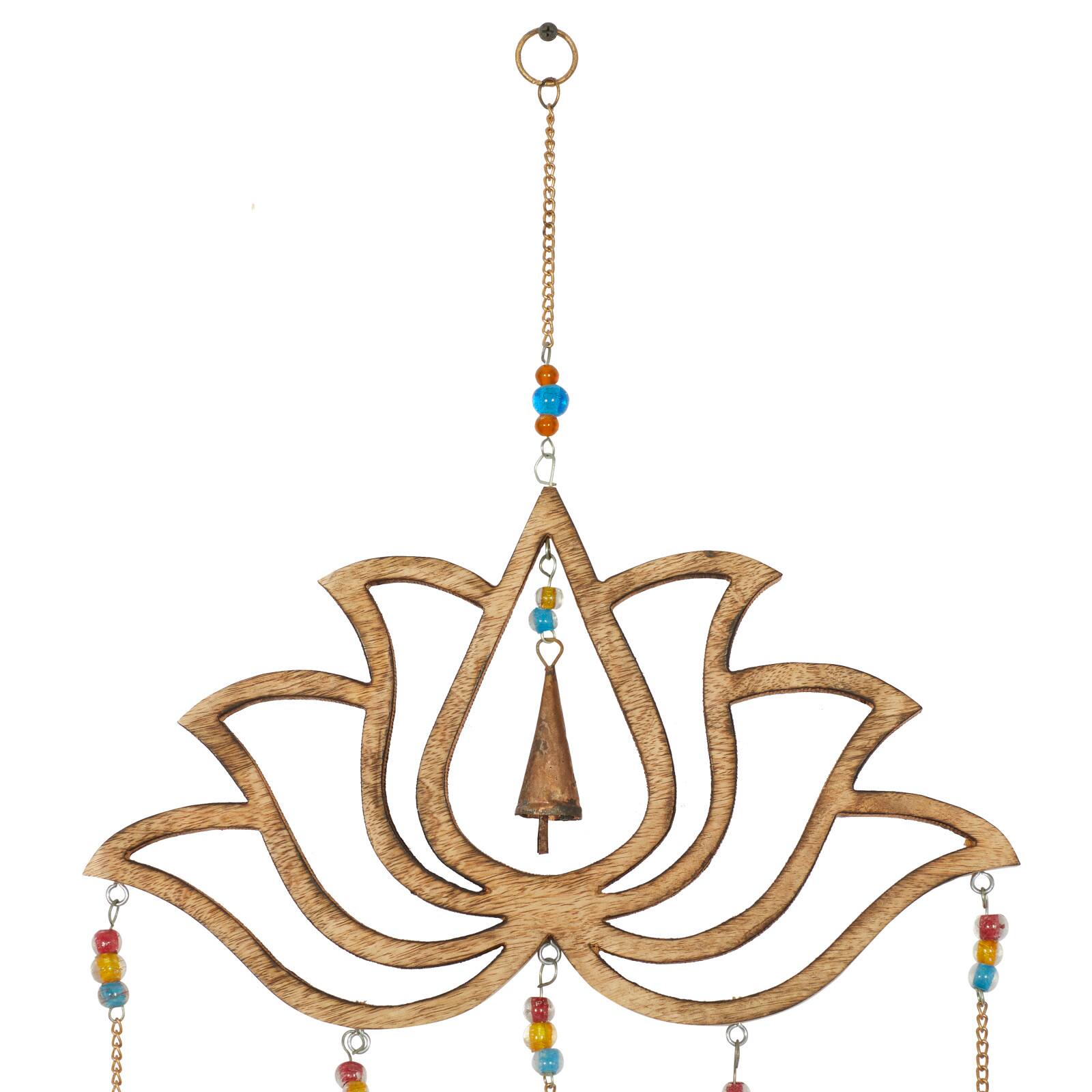 Gold Mango Wood Eclectic Style Windchime, 15" x 30"