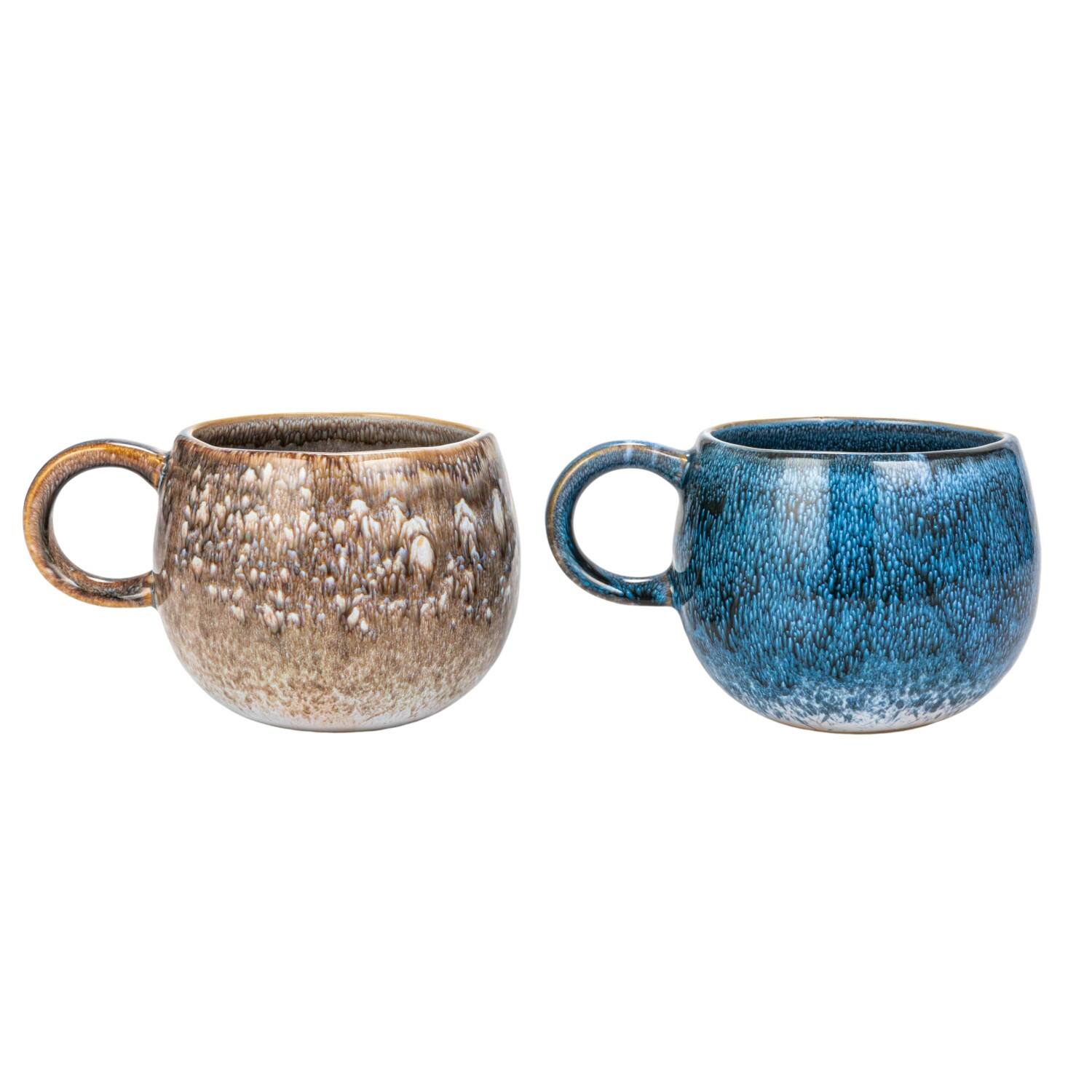 Hello Honey&#xAE; 16oz. Brown &#x26; Blue Round Stoneware Mug Set, 2ct.