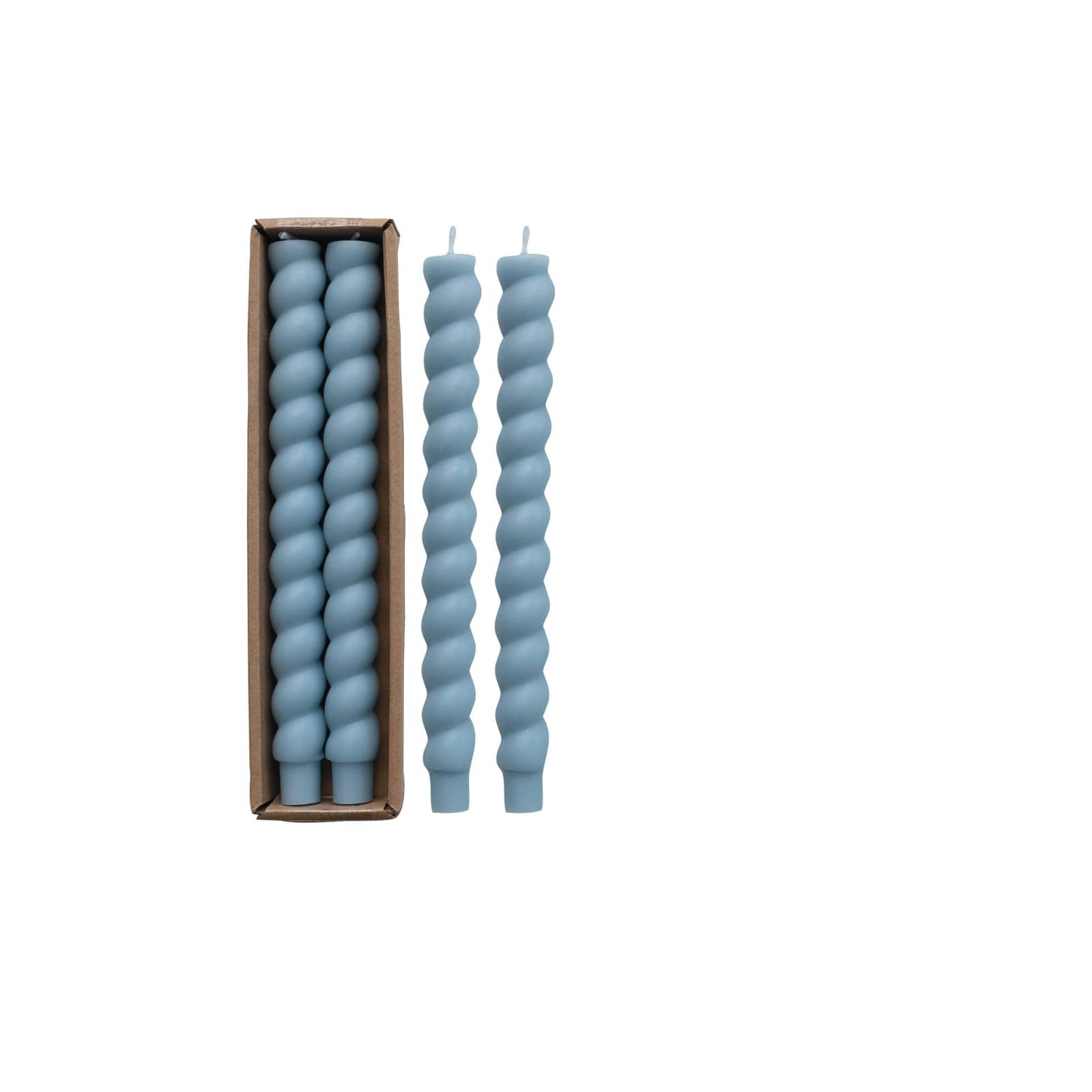Hello Honey® 10" Light Blue Unscented Twisted Taper Candles, 2ct.