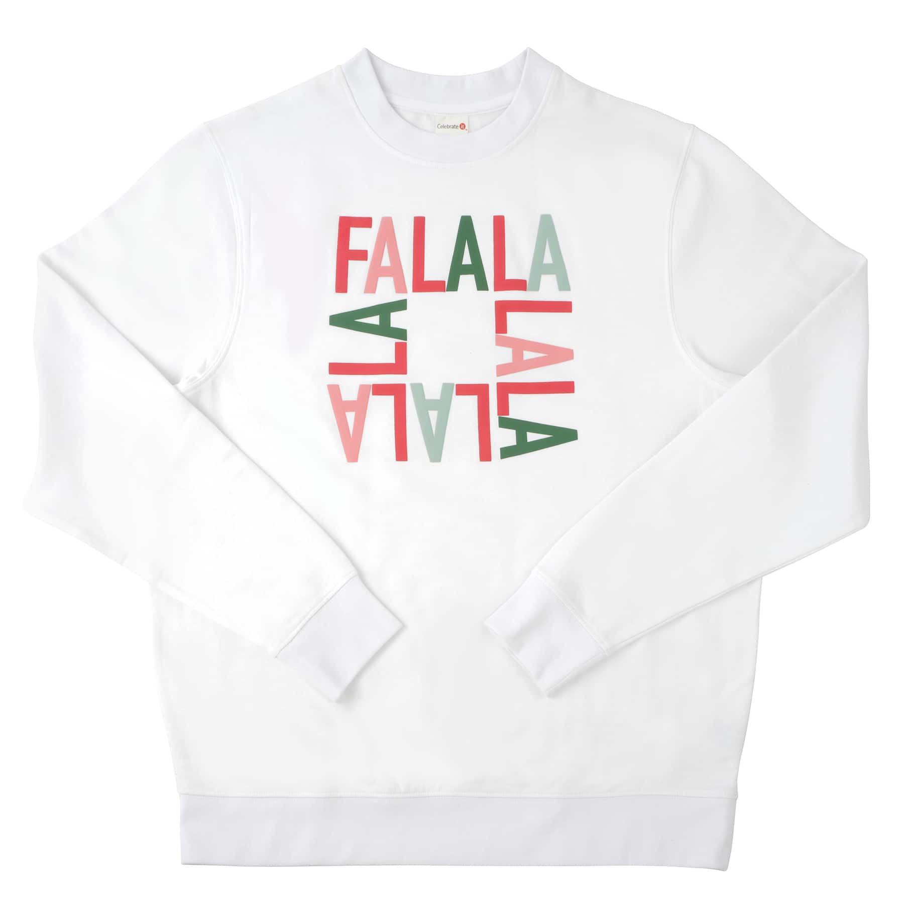 White Fa-La-La Adult Crew Neck Sweatshirt by Celebrate It&#x2122;