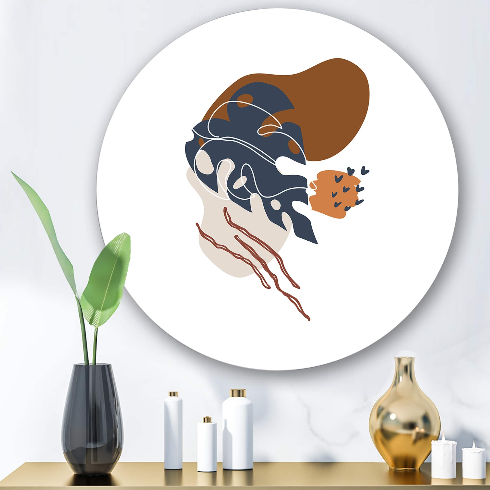 Designart - Elementary Shapes With Abstract Flowers Plants III