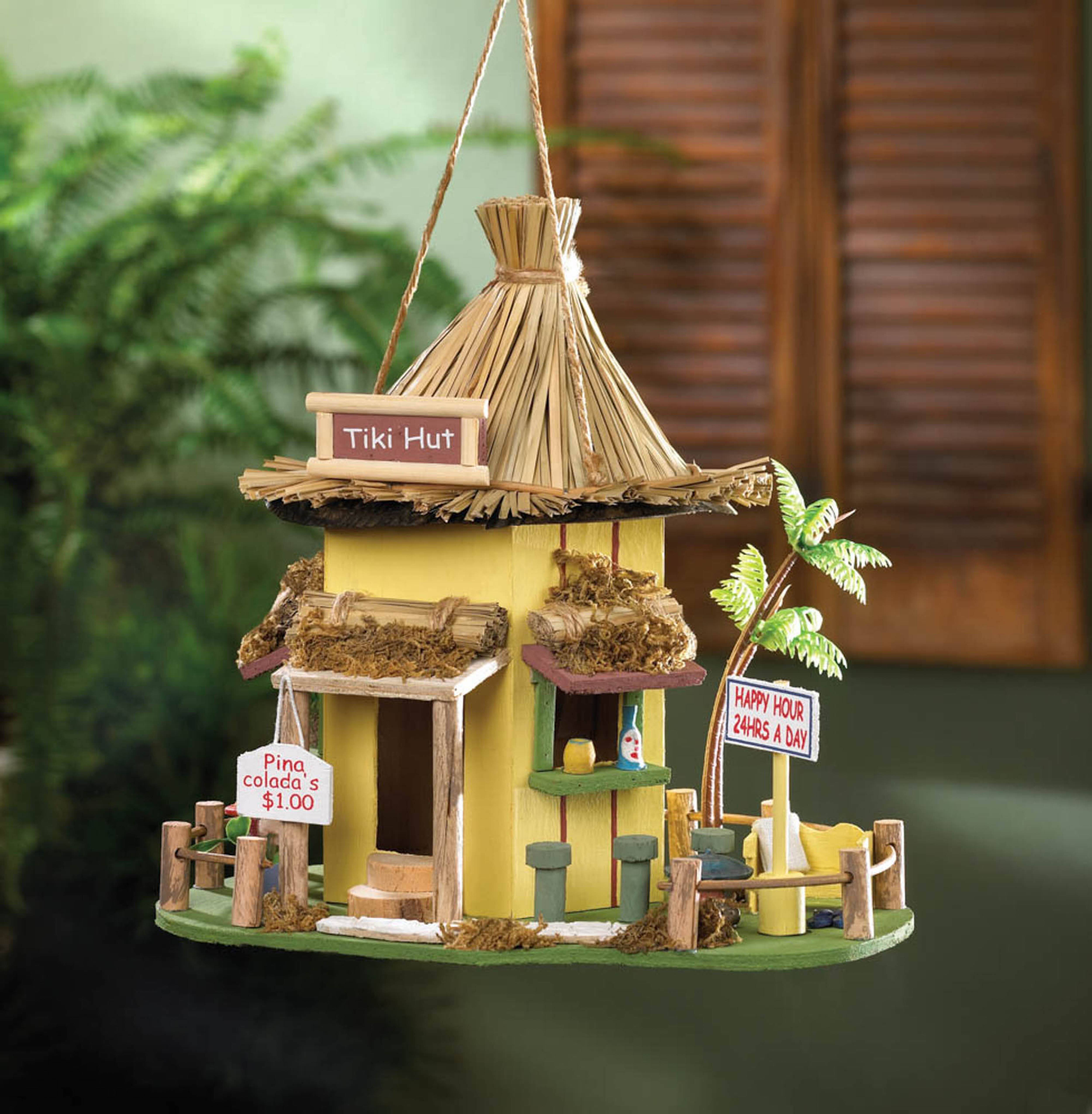 10&#x27;&#x27; Tropical Tiki Hut Birdhouse 