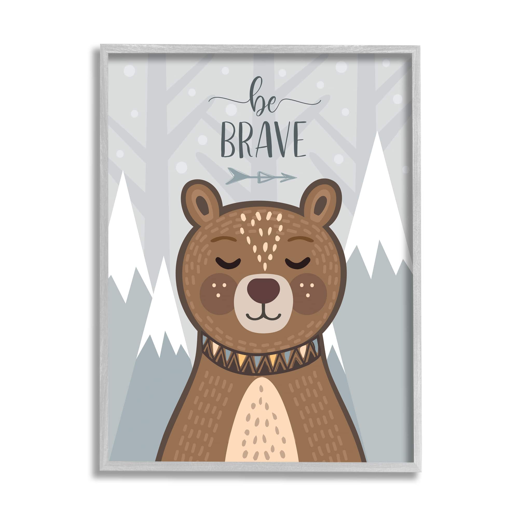 Stupell Industries Be Brave Soothing Mountain Bear Framed Wall Art