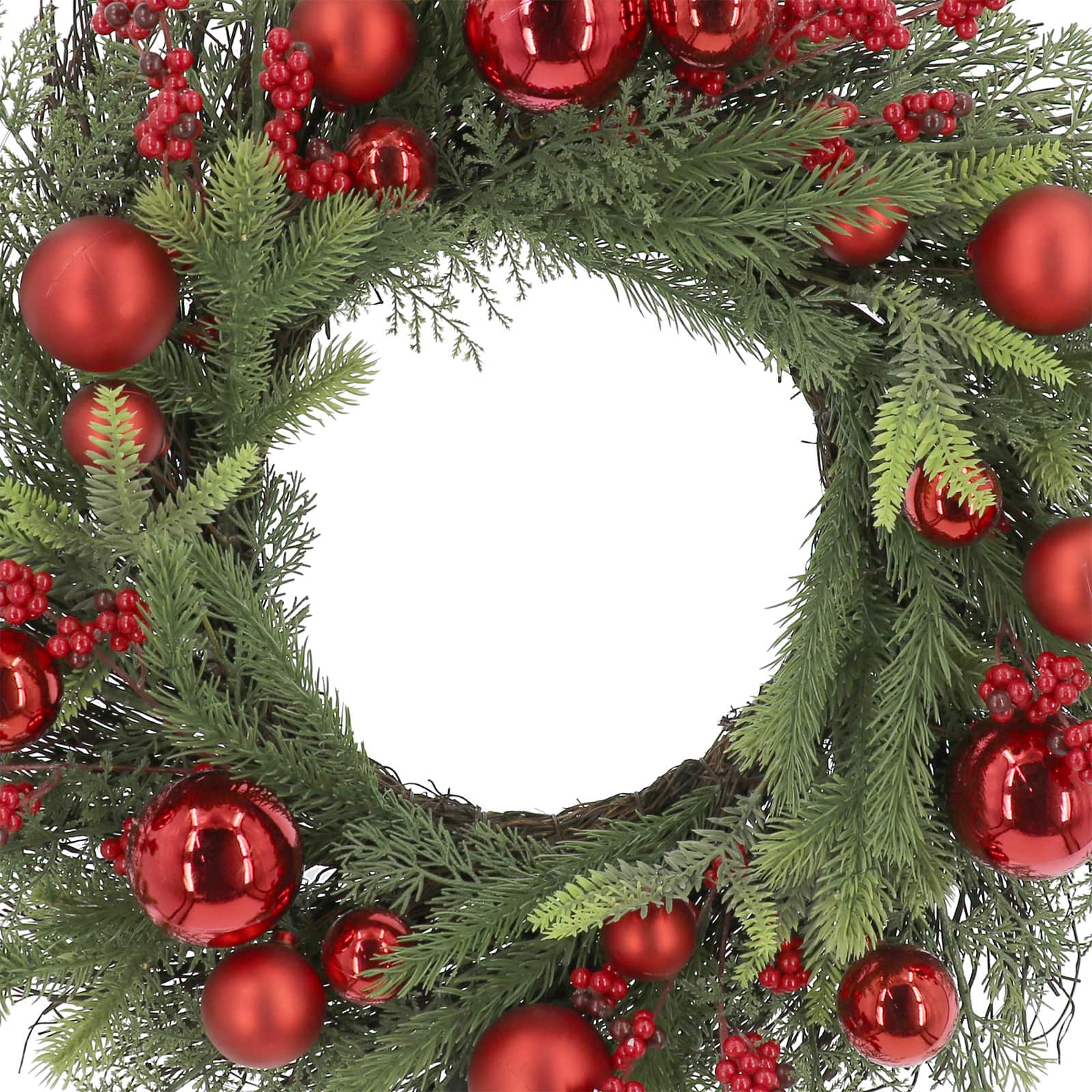 24&#x22; Pre-Lit Red Ornament &#x26; Berry Wreath by Ashland&#xAE;