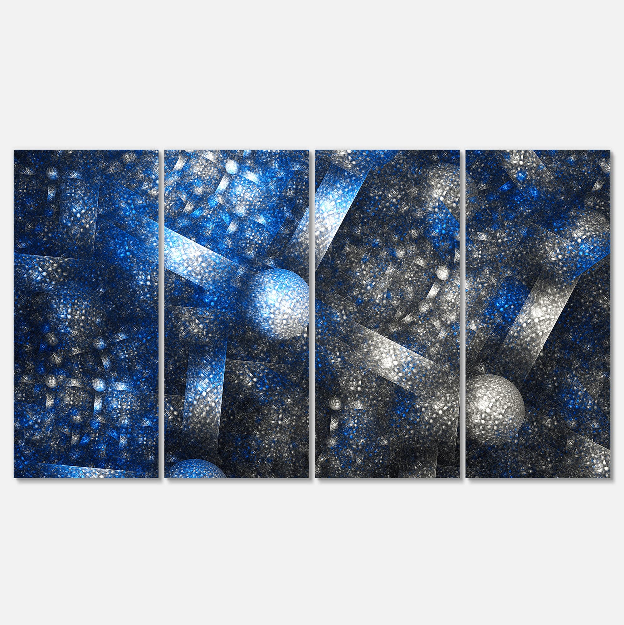 Designart - Crystal Cell Dark Blue Steel Texture - Abstract Wall Art Canvas