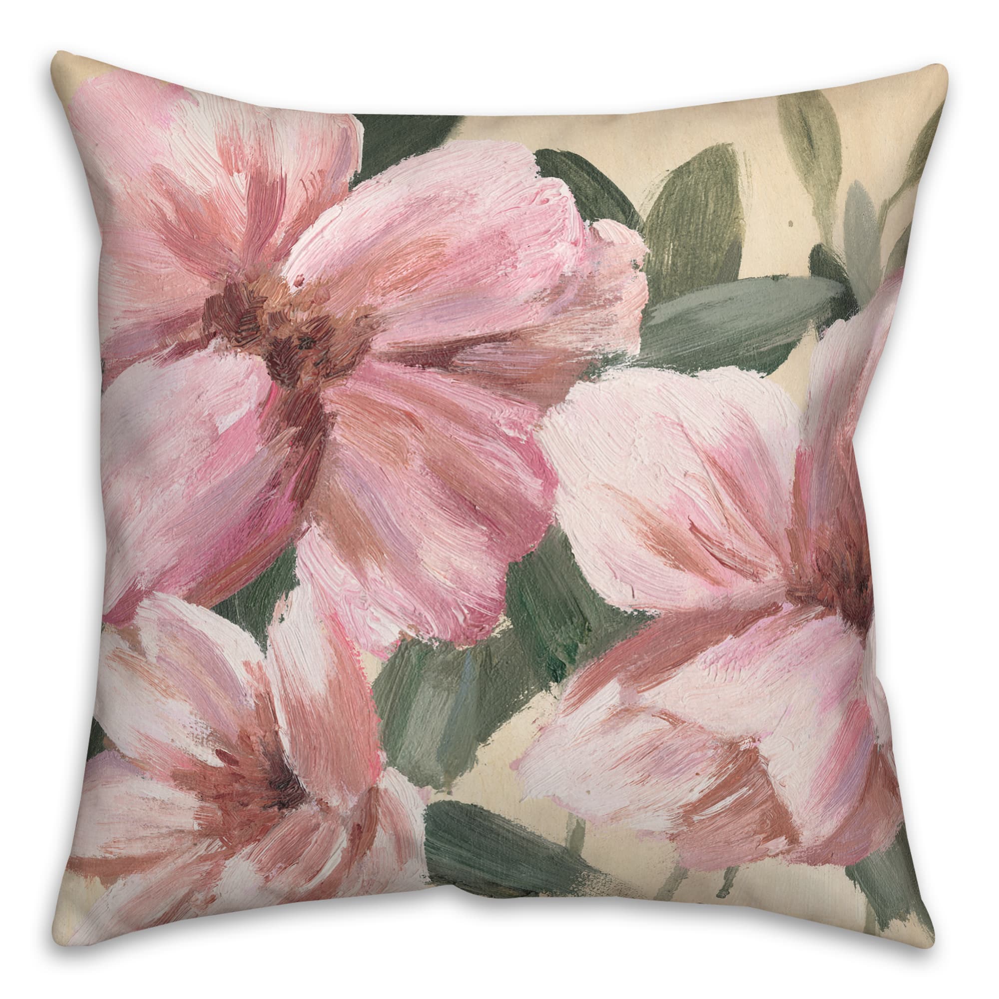 Pink Florals Throw Pillow