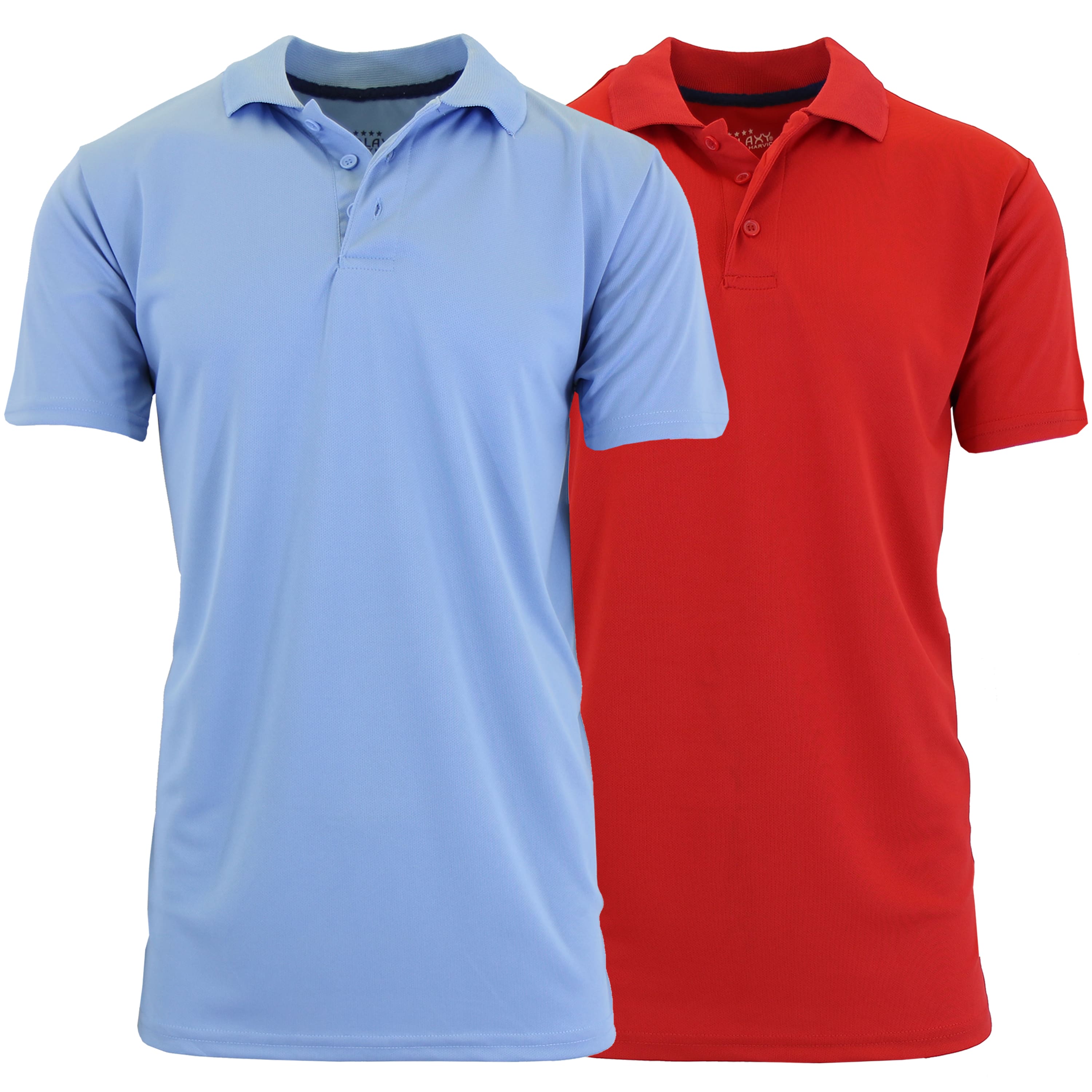Galaxy by Harvic Tagless Dry-Fit Moisture-Wicking Men&#x27;s Polo Shirt 2 Pack