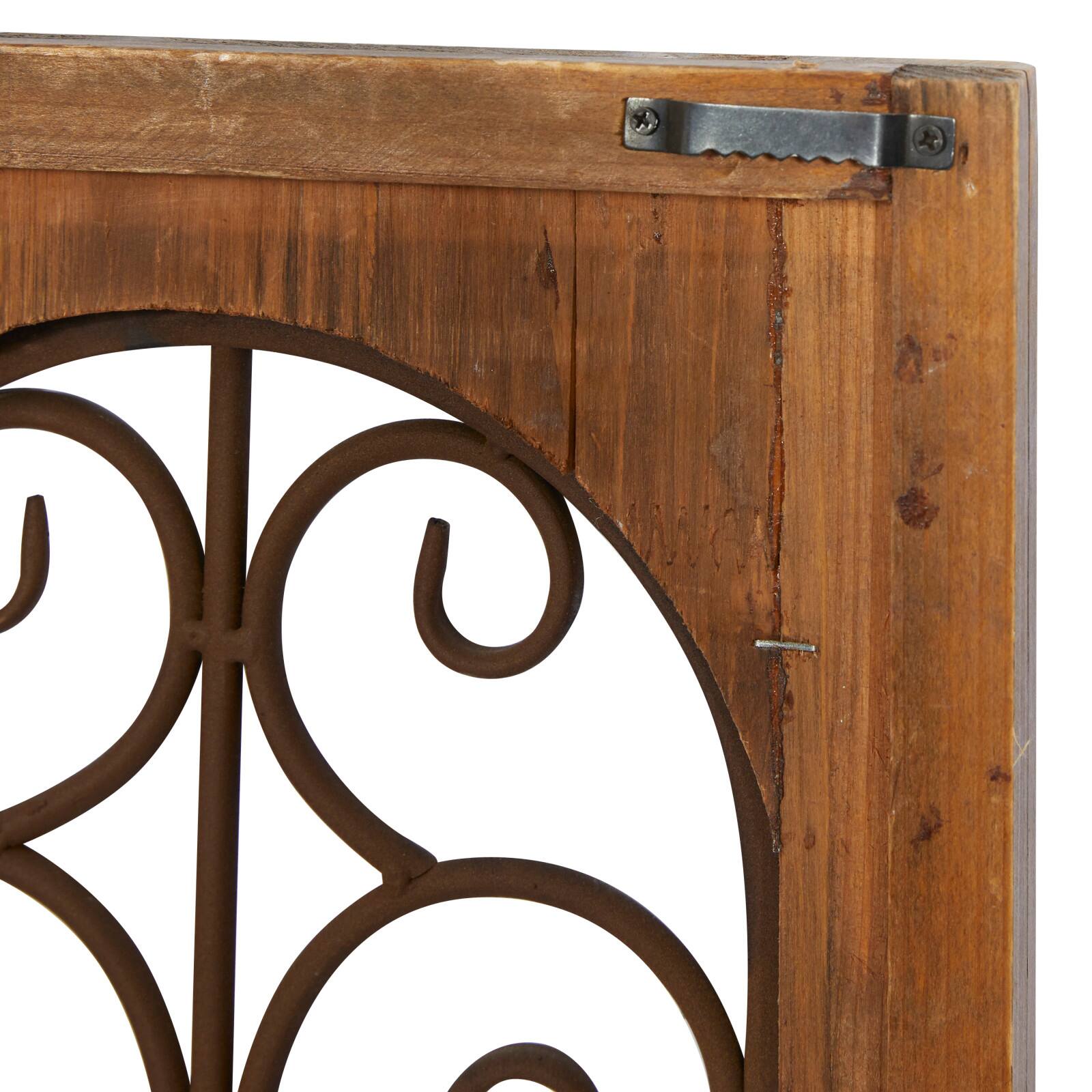 23" Brown Rustic Metal & Wood Arched Gate Wall Décor