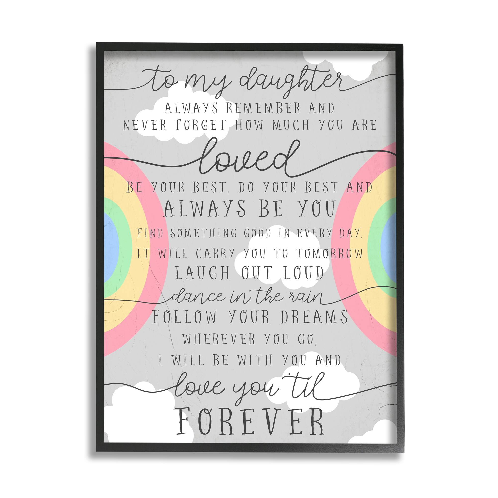 Stupell Industries My Daughter You Are Loved Quote Charming Rainbows Framed Wall Art