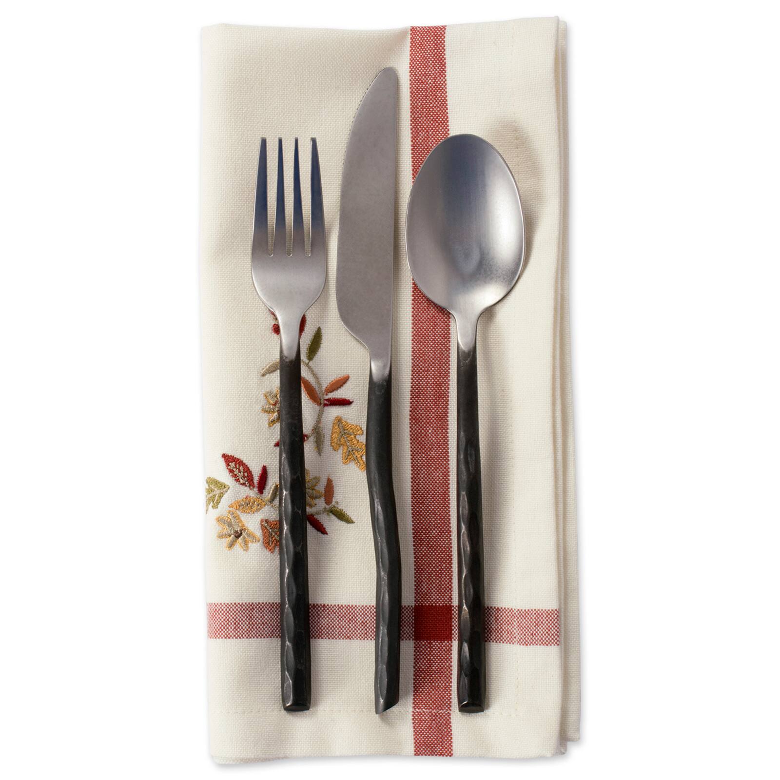 DII® Natural Embroidered Fall Leaves Bordered Napkins, 6ct.