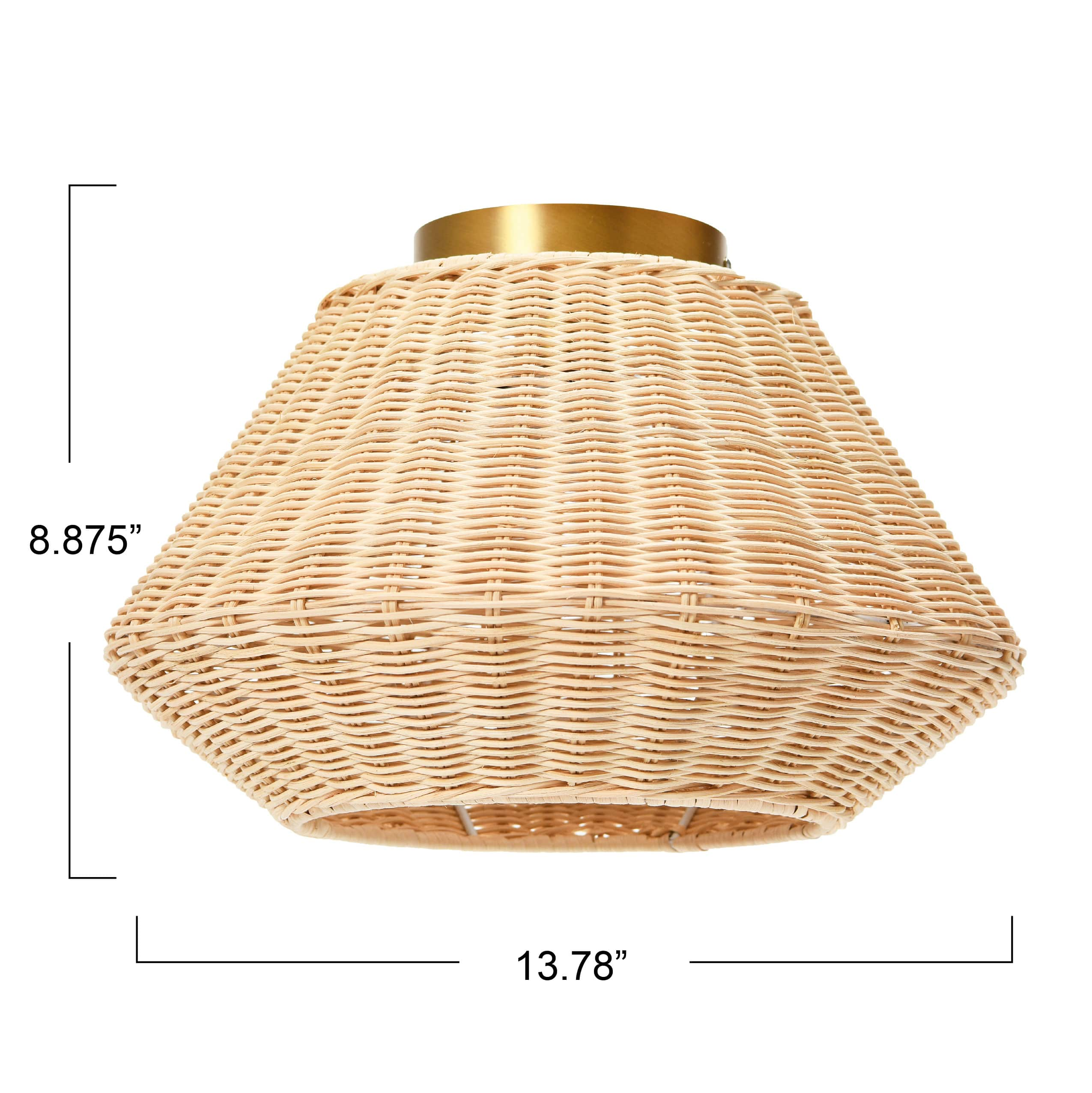 13.8&#x22; Coastal Ceiling Lamp with Rattan Shade and Iron Base